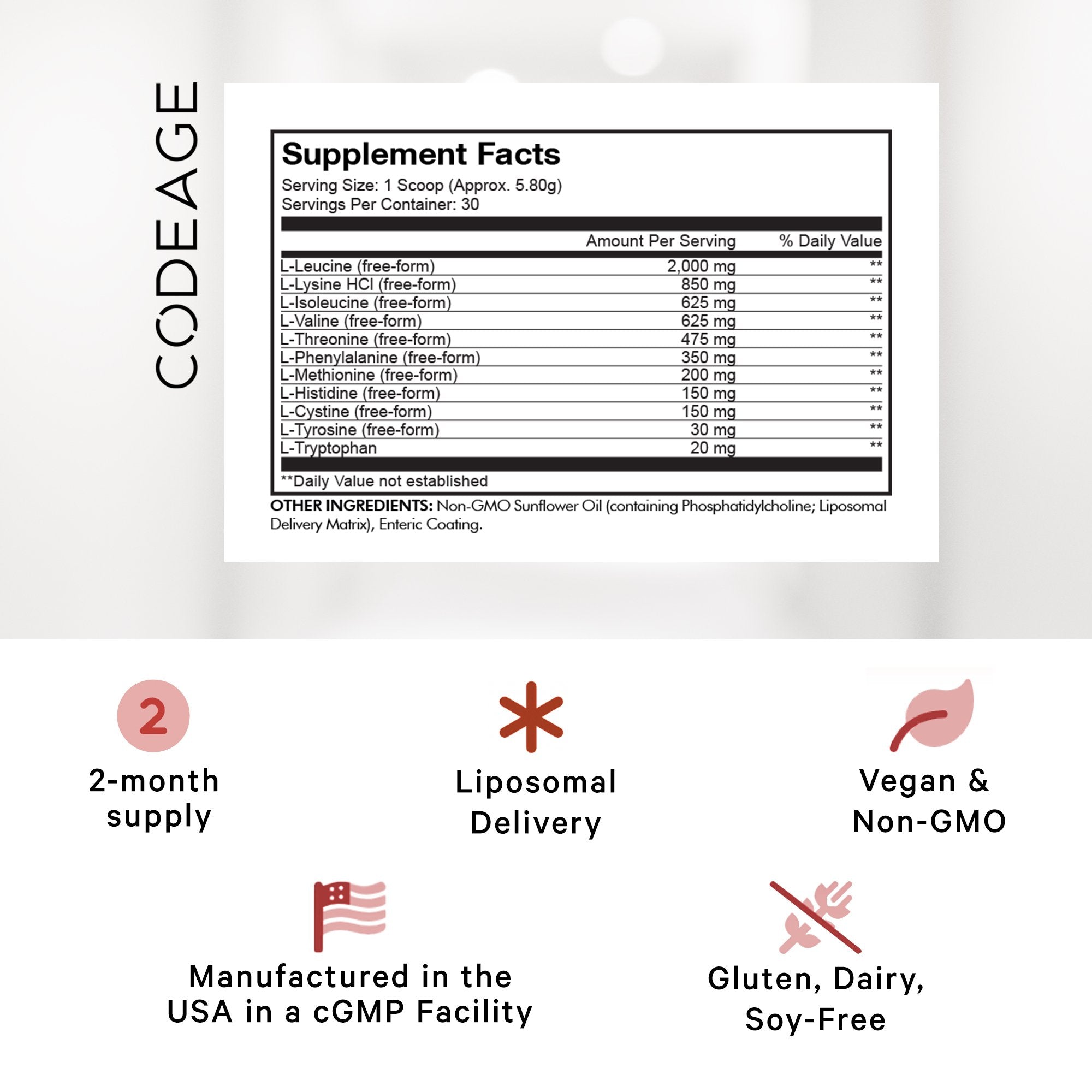Codeage Multi Amino+ Powder - Complete Essential Amino Acids Supplement for Muscle Recovery & Energy - Perfect for Post-Workout & Fitness Enthusiasts