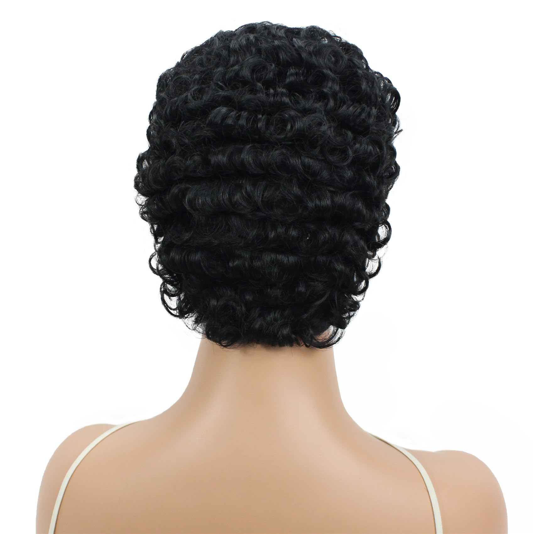 Aimole Women's Synthetic Wig - Natural Looking Mid-Length Curly Blonde Hair Wig (#1B Black) | Perfect for Cosplay, Halloween, Daily Wear & Fashion Styling