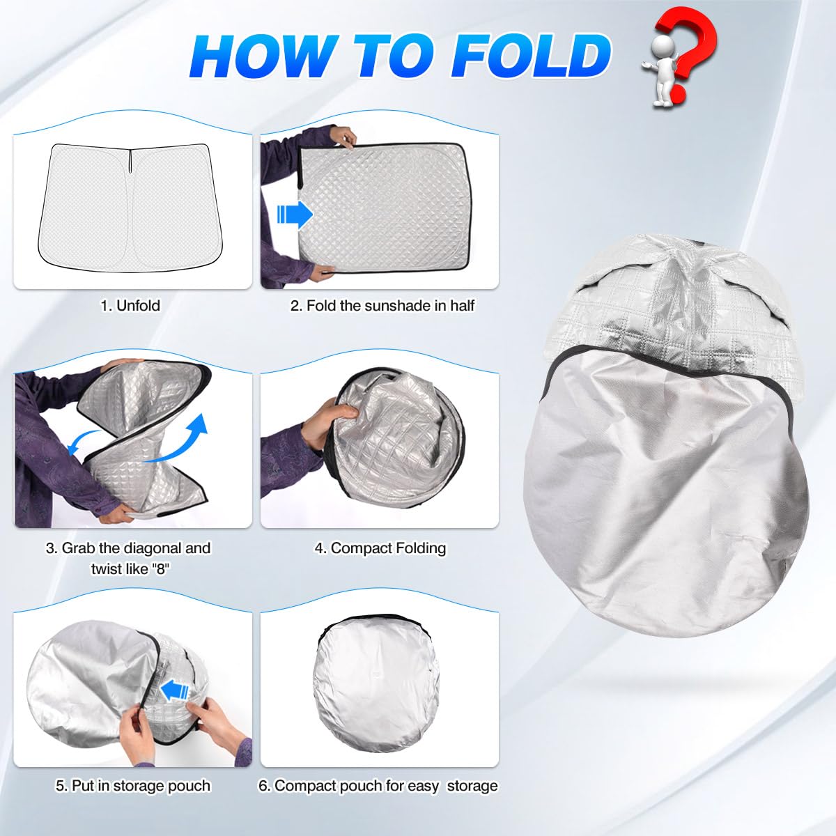 2018-2024 Honda Accord Windshield Sun Shade - 6-Layer Thick Foldable UV Protection Sun Visor for Car Window, Keep Vehicle Cool - Perfect for Summer Parking & Road Trips