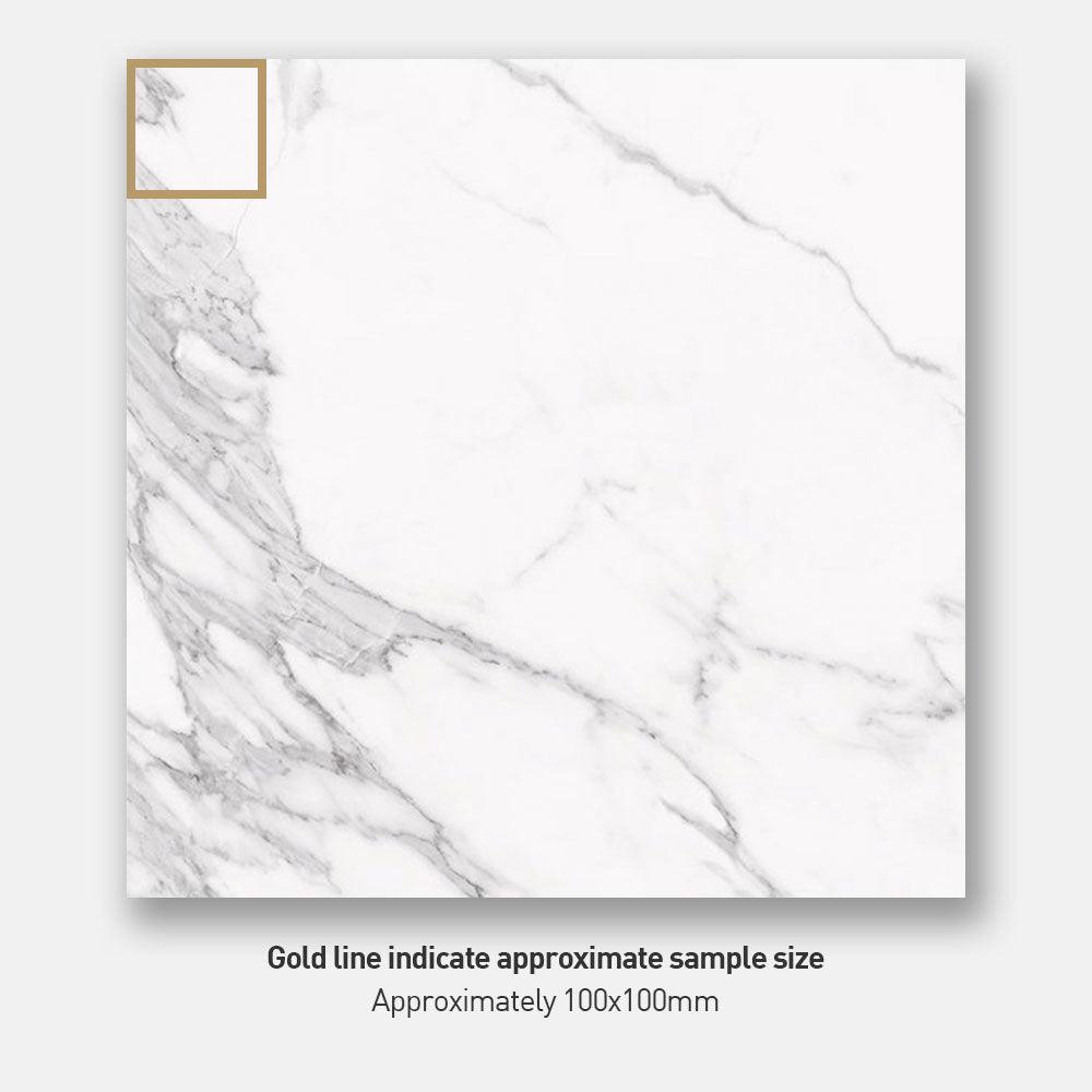 Marbella Statuario 600x600 Polished Porcelain Tile - Premium White Marble Look Floor & Wall Tile for Bathroom, Kitchen & Living Room Renovation