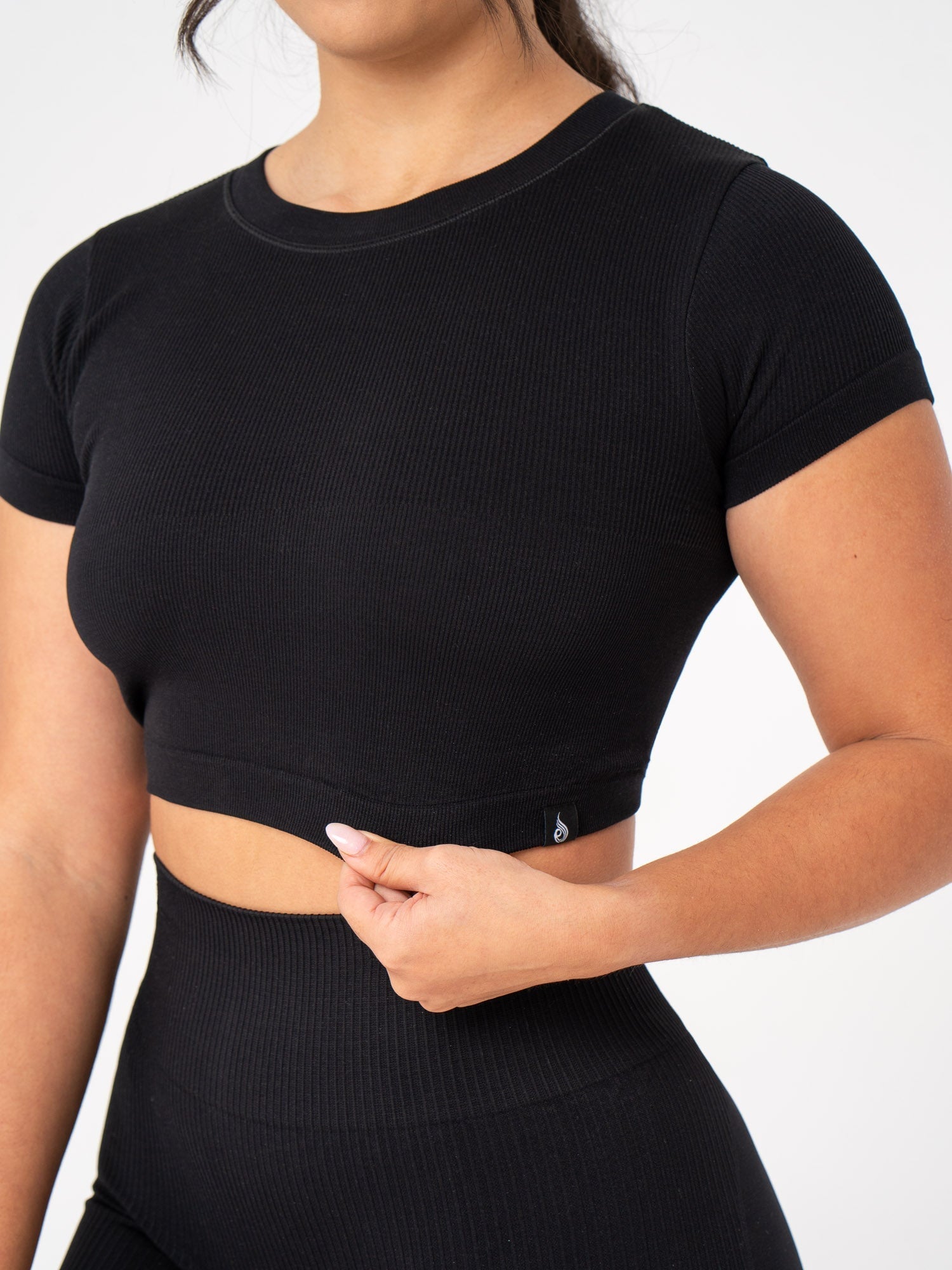 Premium Rib Seamless T-Shirt for Men & Women - Soft Stretch Comfort Fit Crew Neck Black Tee - Perfect for Casual Wear, Gym, Workout & Everyday Outfits