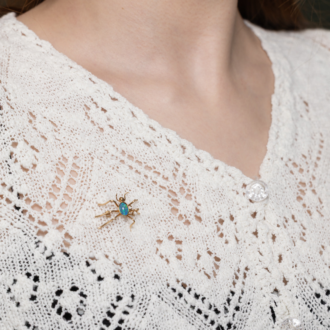 Vintage Opal Spider Brooch - 0.60ct Genuine Opal Jewelry for Women | Gothic Fashion Accessory, Halloween Costume Jewelry, Steampunk Outfit Enhancer
