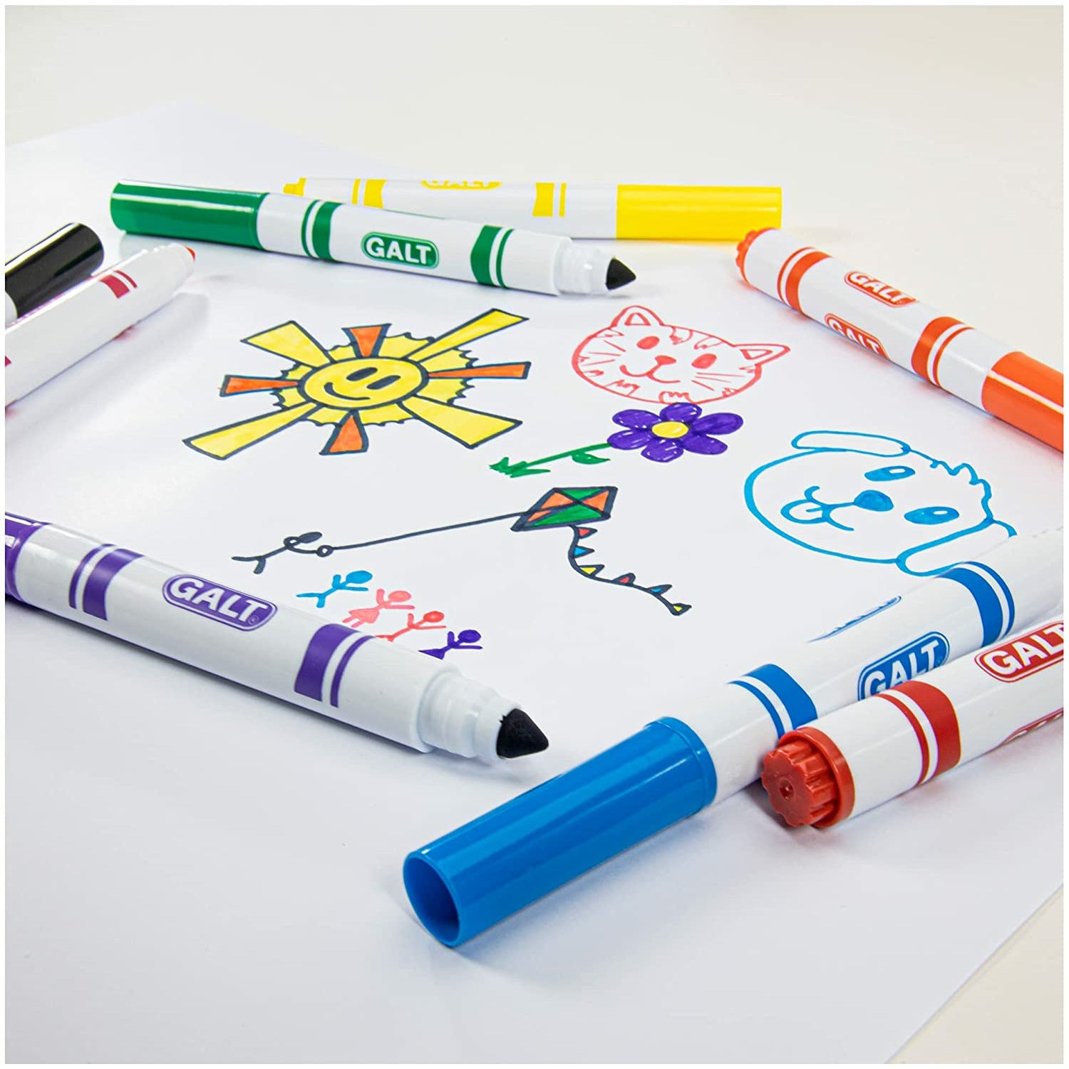8 Pack Chunky Washable Felt Pens for Kids - Non-Toxic, Vibrant Colors - Perfect for Drawing, Coloring Books & Classroom Art Projects