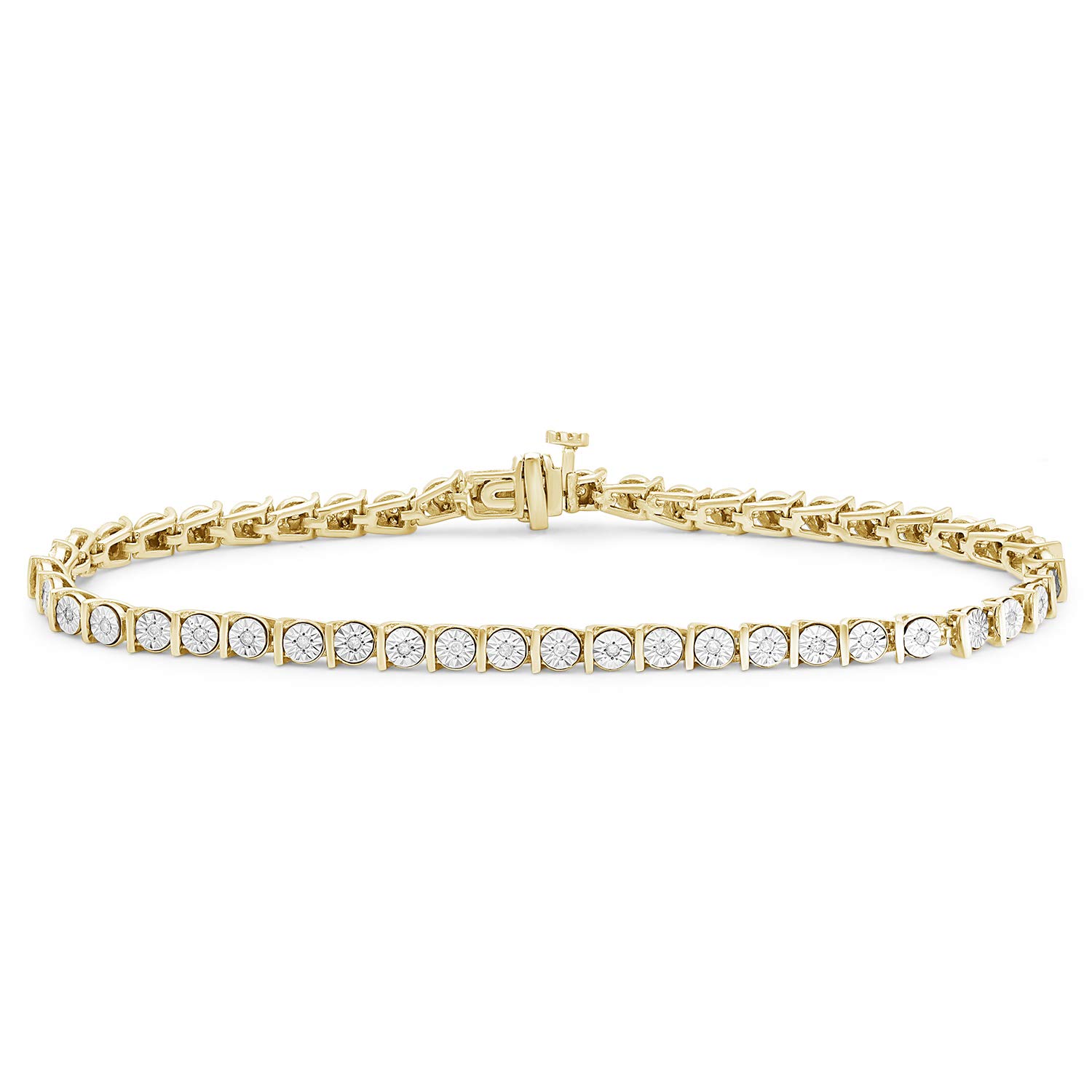 1/4 Carat Diamond Tennis Bracelet for Women - 14K Gold Over Silver Tennis Bracelet with White Diamonds | Elegant Jewelry for Parties, Weddings & Special Occasions