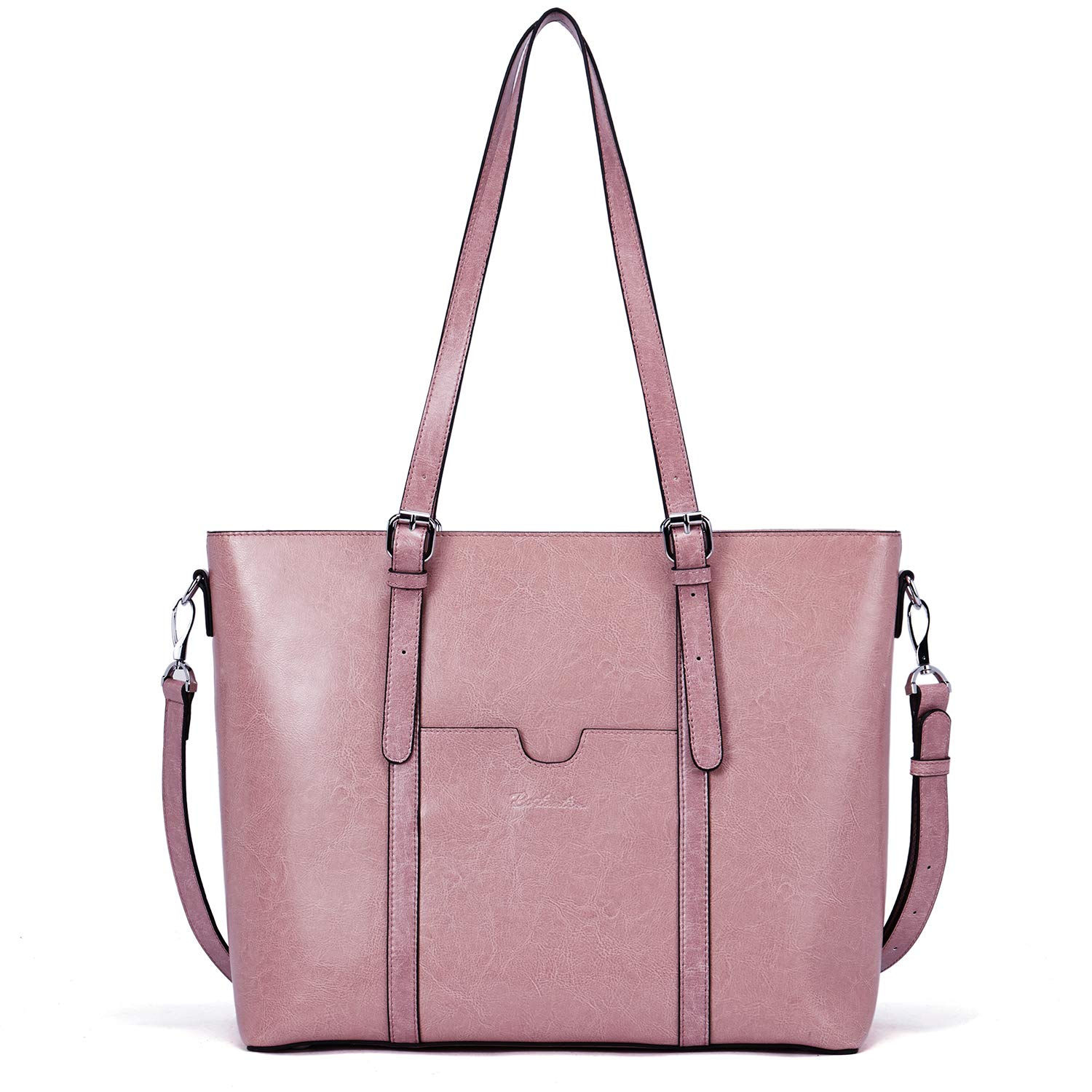 BOSTANTEN Women's Vintage Leather Laptop Tote Bag - 15.6 Inch Professional Office Shoulder Handbag & Work Briefcase Purse for Business, Travel & Daily Commute