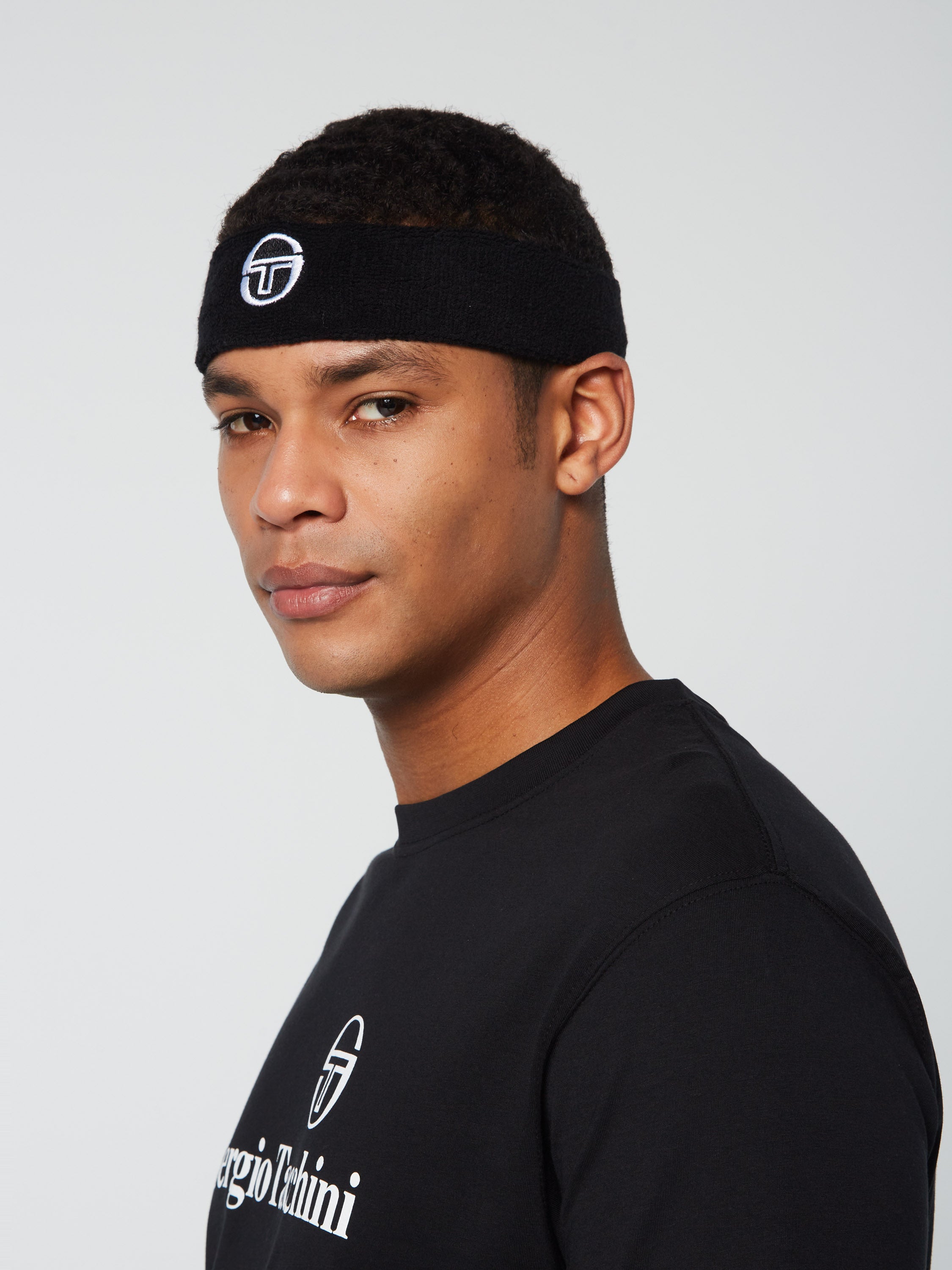 Premium Black Tennis Headband for Women & Men - Sweat Absorbing Sports Headband for Tennis, Running, Workout & Gym - Non-Slip Comfortable Elastic Head Wrap