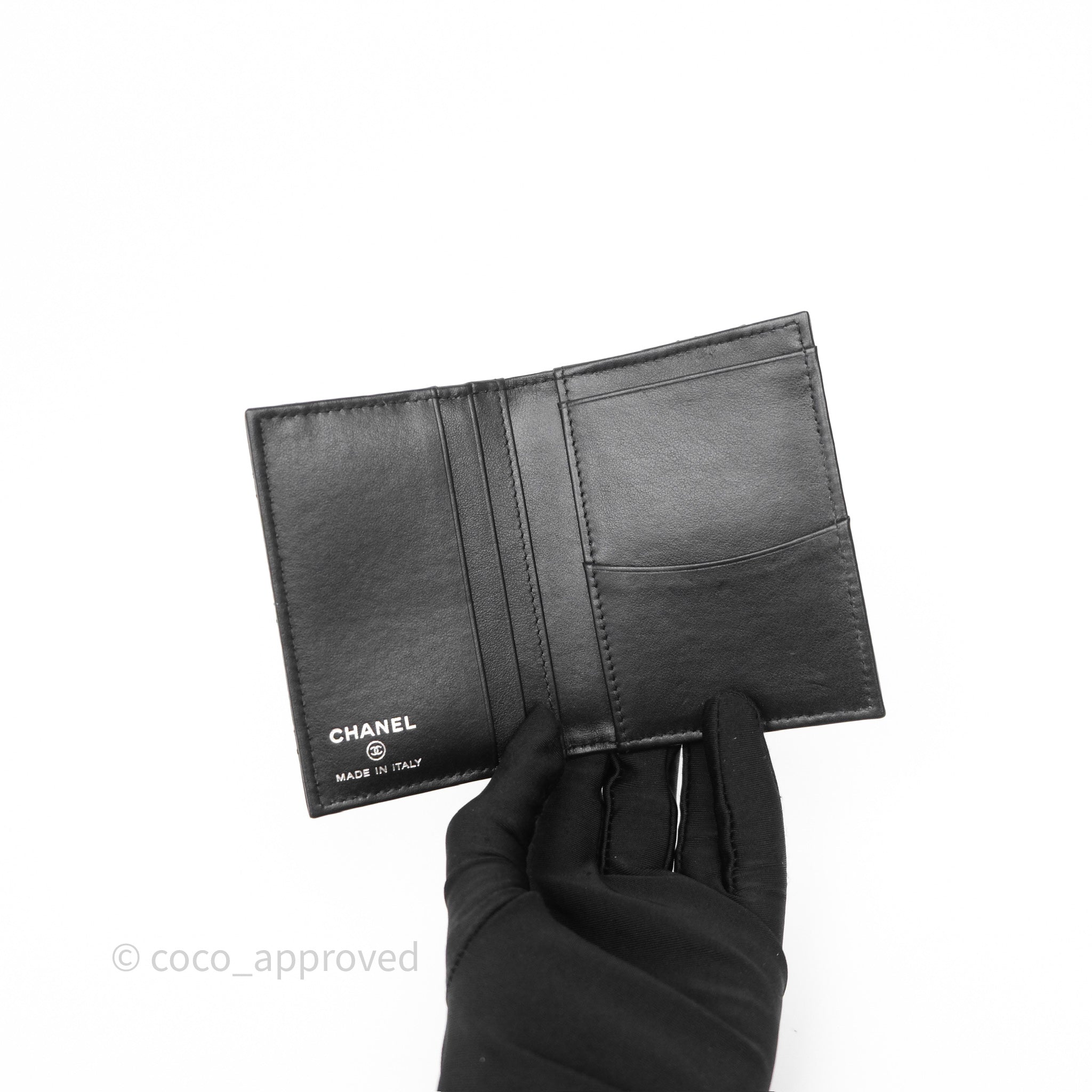 Chanel Quilted So Black Calfskin Card Holder - Luxury Compact Wallet for Credit Cards & ID - Perfect for Everyday Use, Travel & Gifting