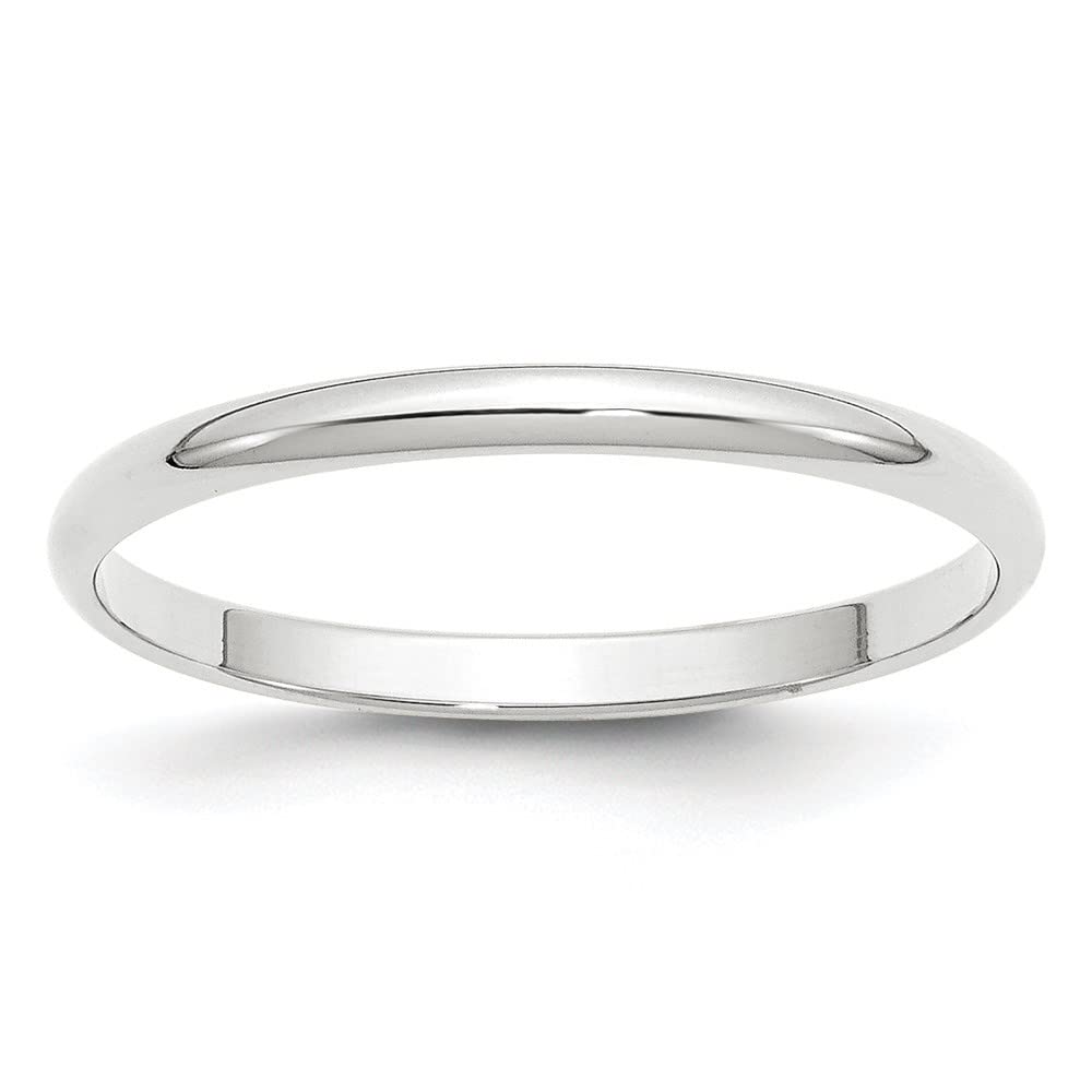 10K White Gold 2mm Half Round Band Ring - Size 14 | Lightweight & Durable Wedding Band for Women | Perfect for Everyday Wear, Anniversary Gifts & Special Occasions