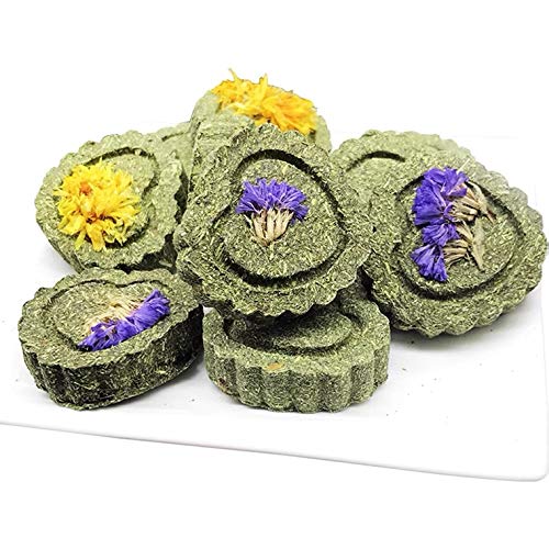 Natural Alfalfa Chew Toys for Rabbits, Hamsters, Guinea Pigs & Chinchillas - 4 Pack Dental Care Molar Treats with Sweet Bamboo - Hanging Small Pet Teeth Health Toys for Cage Enrichment & Stress Relief