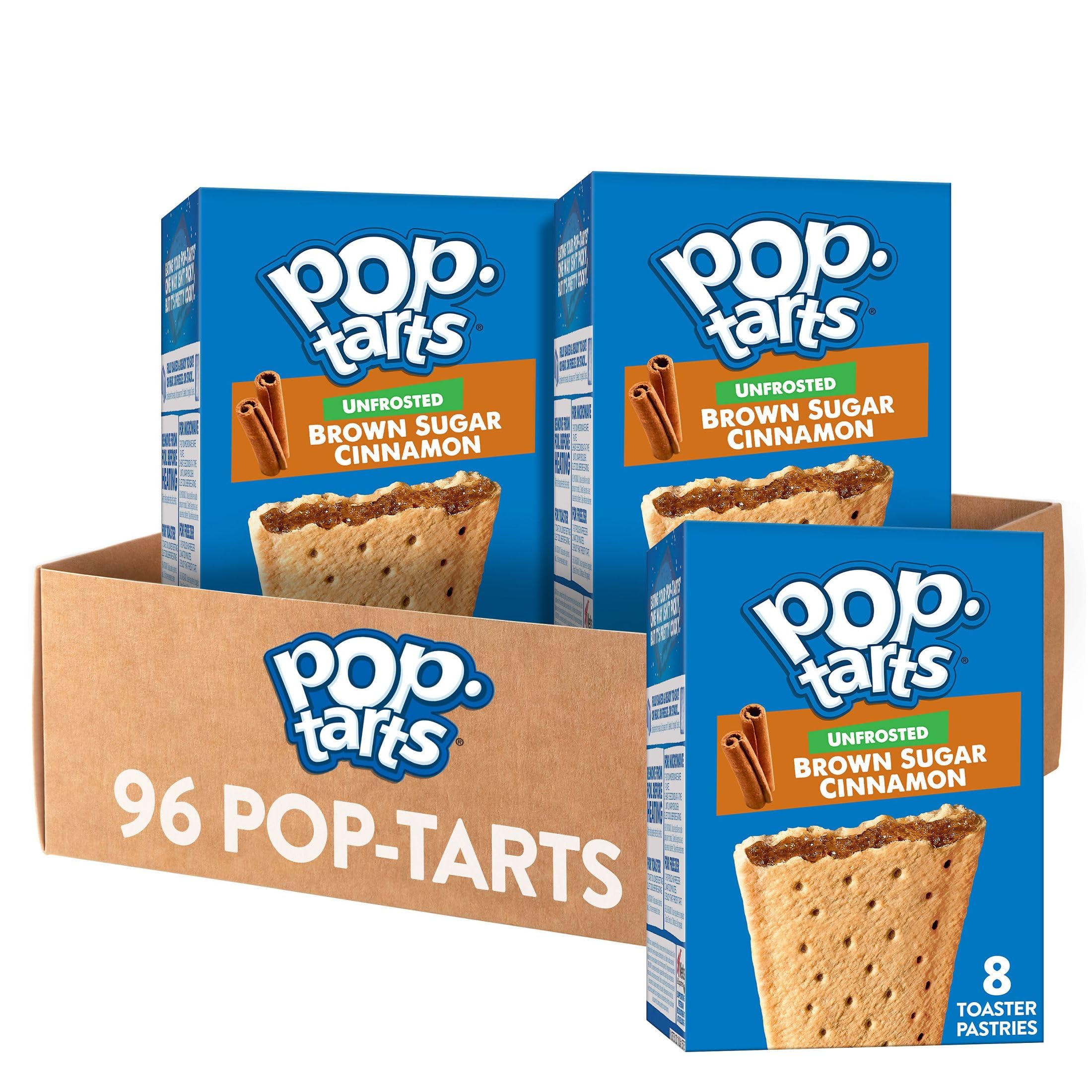Pop-Tarts Unfrosted Brown Sugar Cinnamon Toaster Pastries - 96 Count (10.15lb) Case - Breakfast Food & Kids Snacks for School Lunches, Quick Breakfast, and On-the-Go Snacking