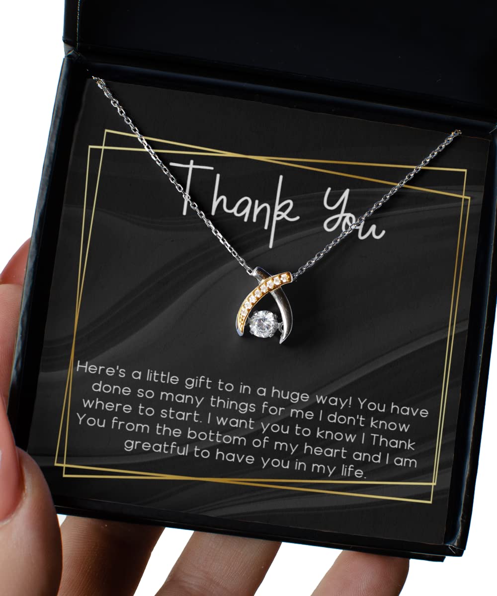 Zapbest Thank You Gift Necklace for Women - Elegant Wishbone Pendant Jewelry for Nurses, Coworkers, Boss, Neighbor, Babysitter | Appreciation Present for Birthday, Retirement, Christmas | Perfect for Everyday Wear & Special Occasions