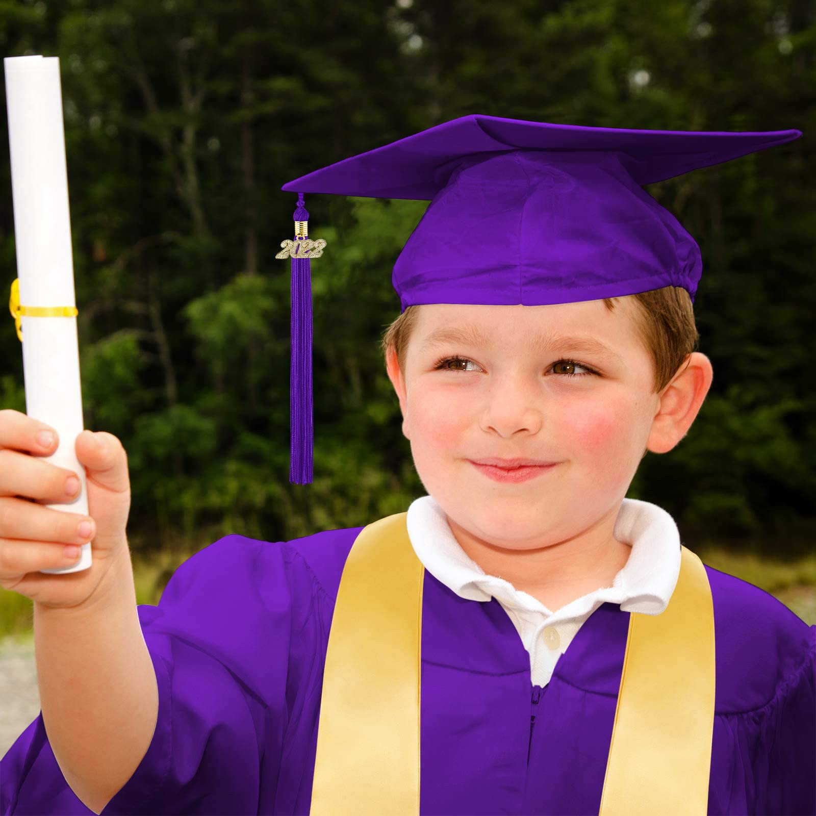 Unisex Preschool & Kindergarten Graduation Gown Set with Sash (No Cap) for Boys & Girls Ages 2-12 - Purple Size 2-3 Years | Perfect for Graduation Ceremonies, Photo Shoots & Special Occasions