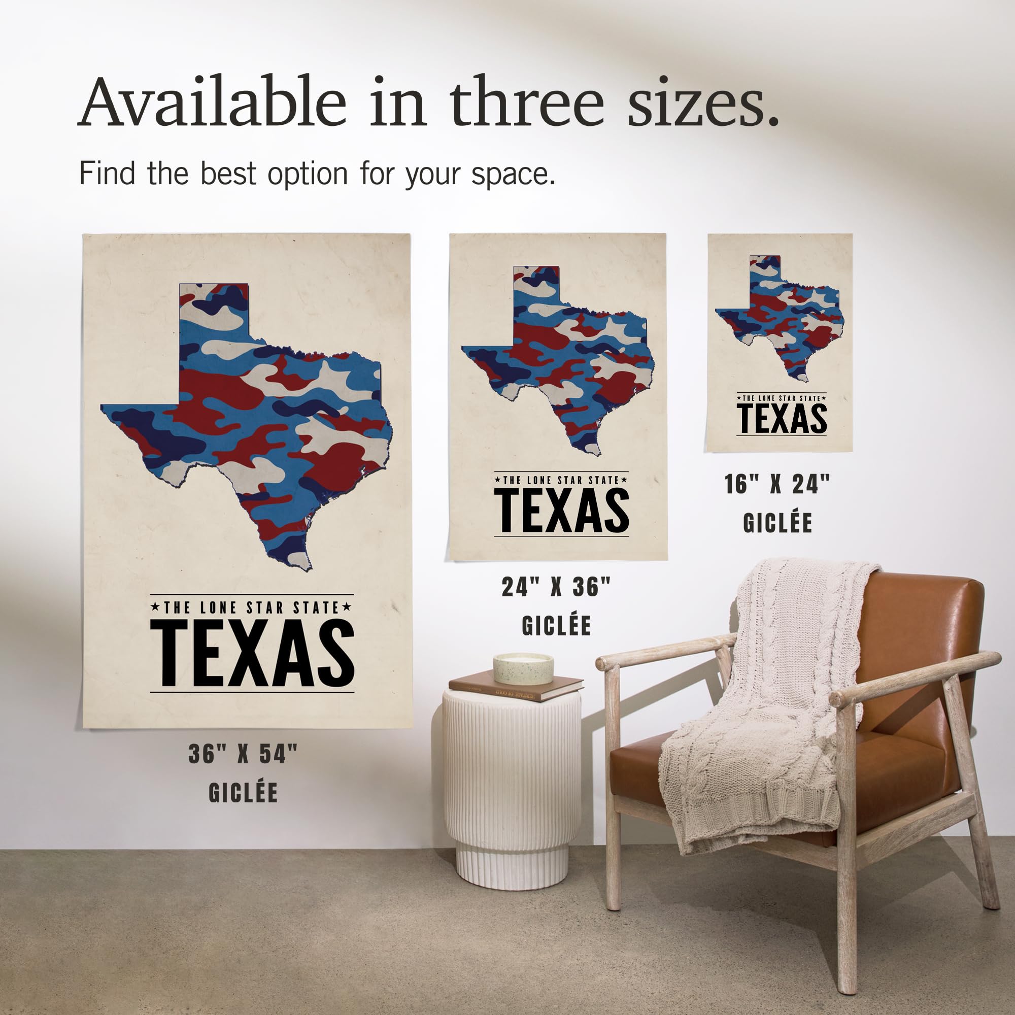 Lantern Press 16x24 Inch Giclee Art Print - Texas The Lone Star State Camouflage Wall Decor | Perfect for Home, Office & Cabin Decoration