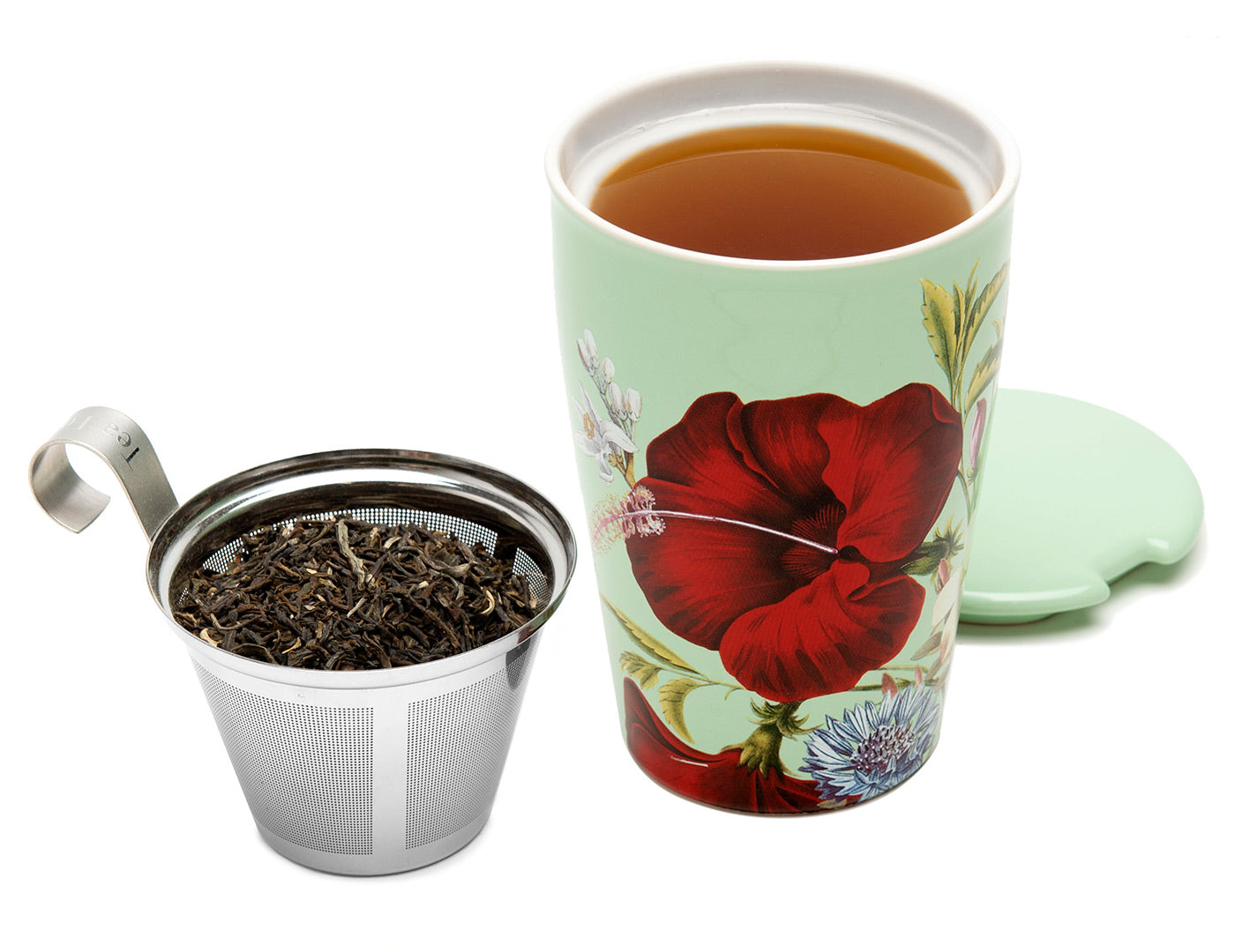 Premium KATI® Tea Infuser & Steeping Cup with Floral Design - Perfect for Loose Leaf Tea, Herbal Infusions & Relaxing Tea Time at Home or Office