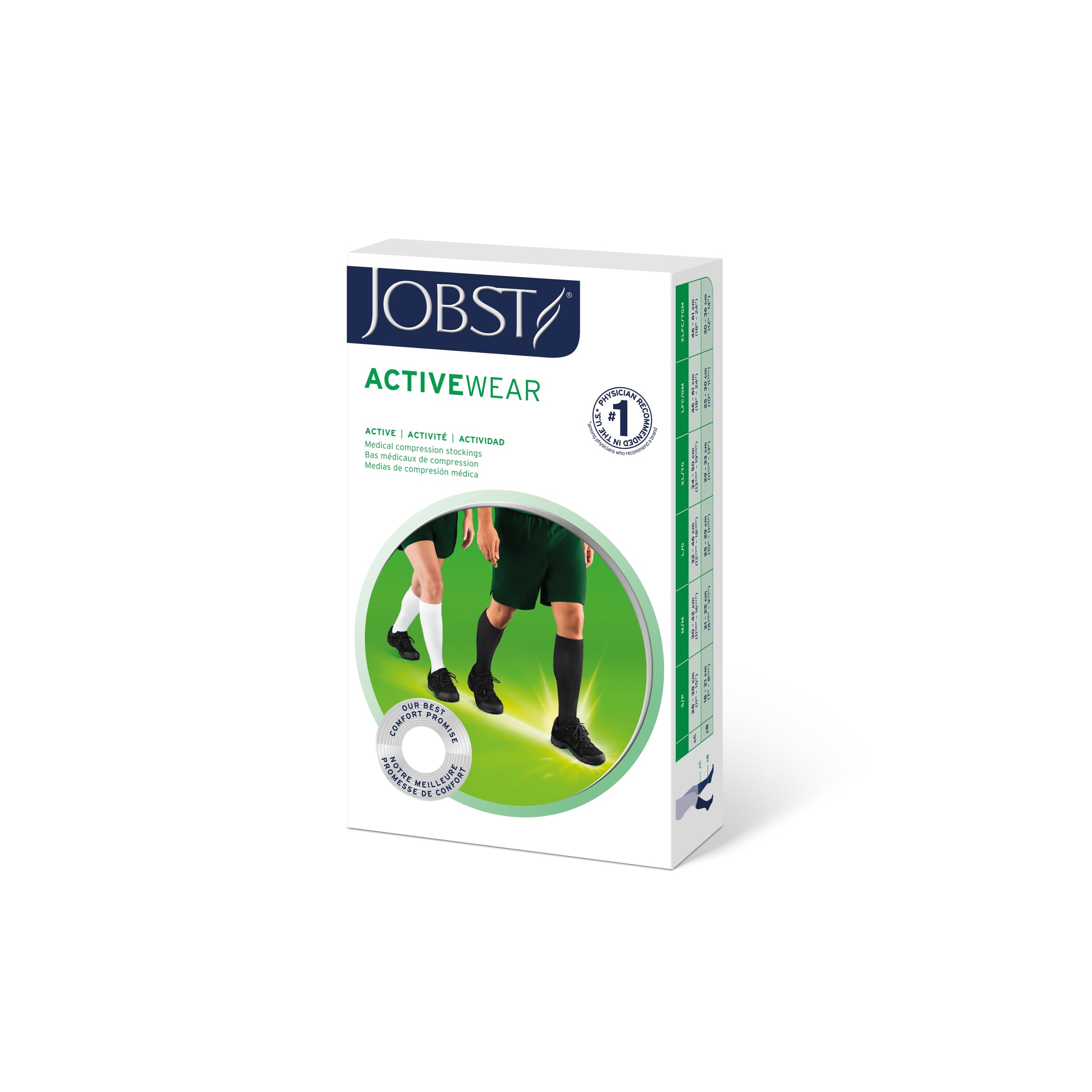 JOBST ActiveWear 20-30mmHg Compression Socks for Women & Men - Knee High Support Socks, Closed Toe, Denim Blue, Large - Ideal for Running, Travel & Varicose Vein Relief
