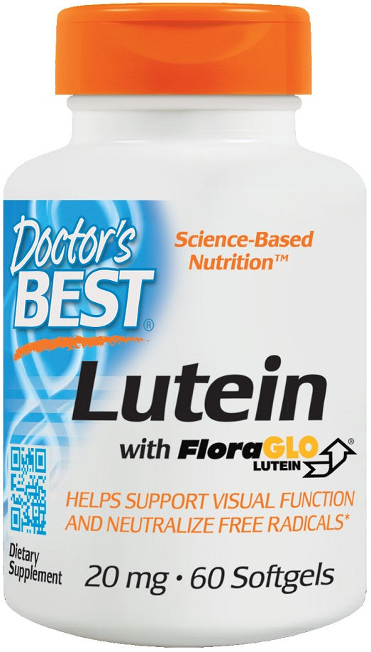 Doctor's Best Lutein 20mg with FloraGLO - 60 Softgels for Eye Health & Vision Support | Blue Light Protection for Digital Screen Users