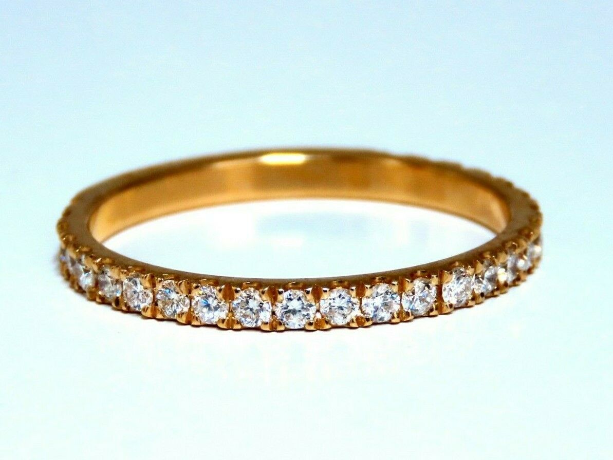 0.40ct Natural Round Diamond Band Ring - 14K White Gold Bead Set Pave Flat Wedding Band for Women - Perfect for Engagement, Anniversary & Everyday Wear