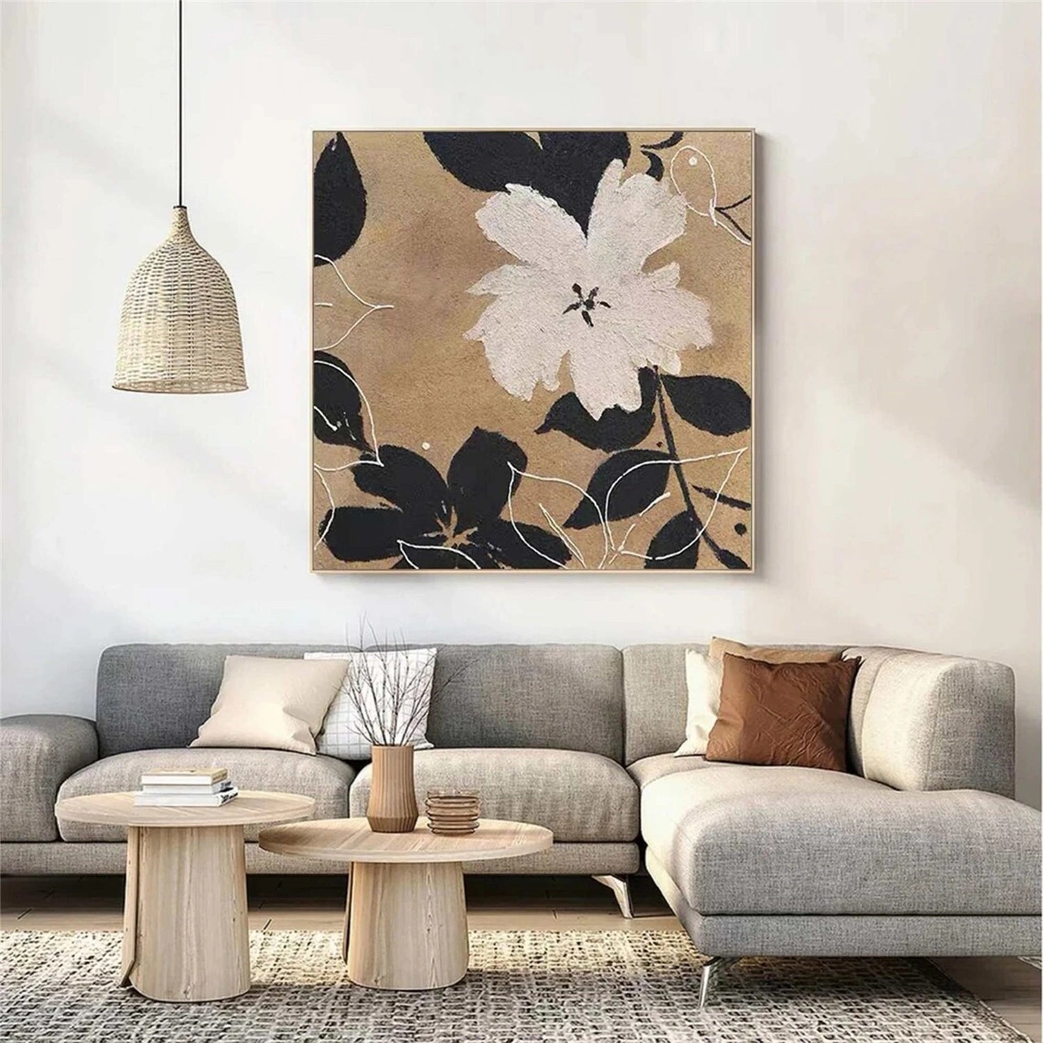 Flower and Tree Painting #FT158 - Handmade Canvas Wall Art for Home & Office Decor - Perfect for Living Room, Bedroom, or Gift