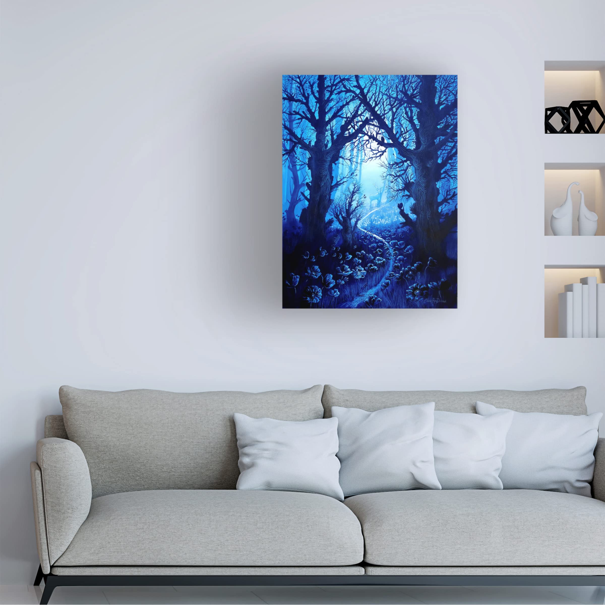 Trademark Fine Art 'Woodland Stream Gathering' Canvas Wall Art Print by Cherie Roe Dirksen - Nature Landscape Painting for Living Room, Bedroom & Office Decor