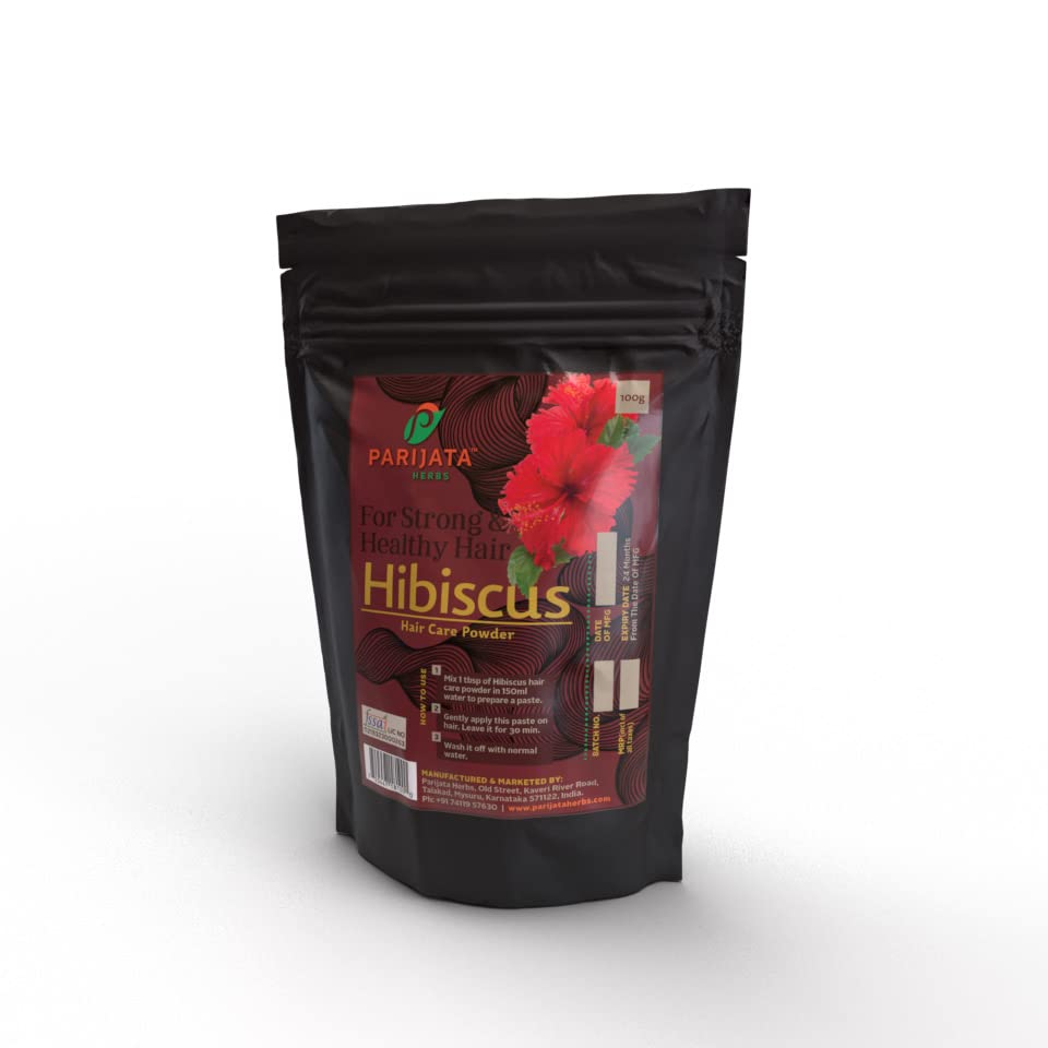 Organic Hibiscus Powder for Hair Growth & Scalp Care - 100g | Natural Ayurvedic Treatment for Dandruff & Hair Loss | DIY Hair Masks & Herbal Shampoo Boost - Parijata Herbs