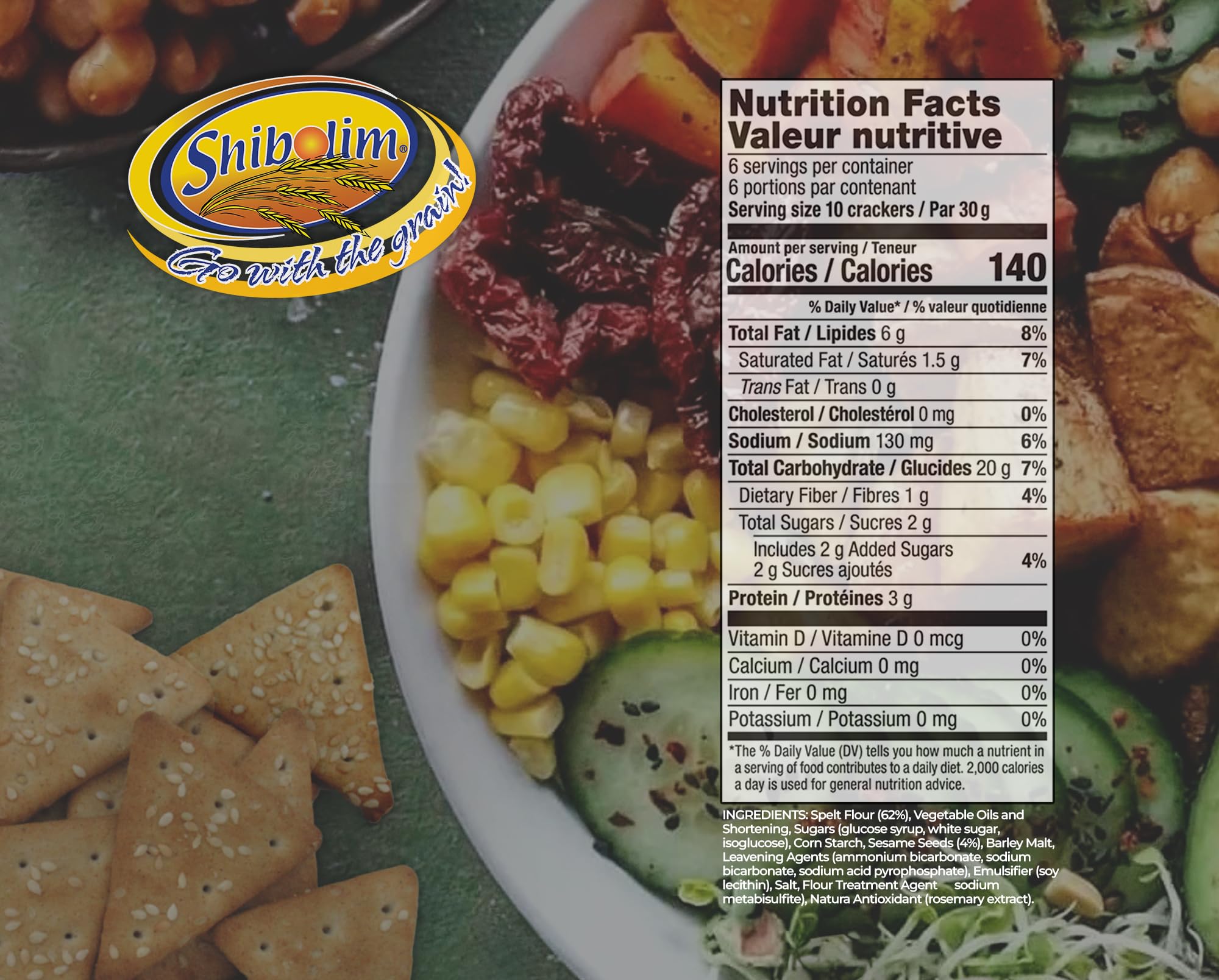 Organic Spelt Crackers with Sesame Seeds - 6.35oz (2 Pack) | Gluten-Free Healthy Snacks, Crunchy & Delicious | Perfect for Cheese Plates, Hummus Dips & On-the-Go Snacking