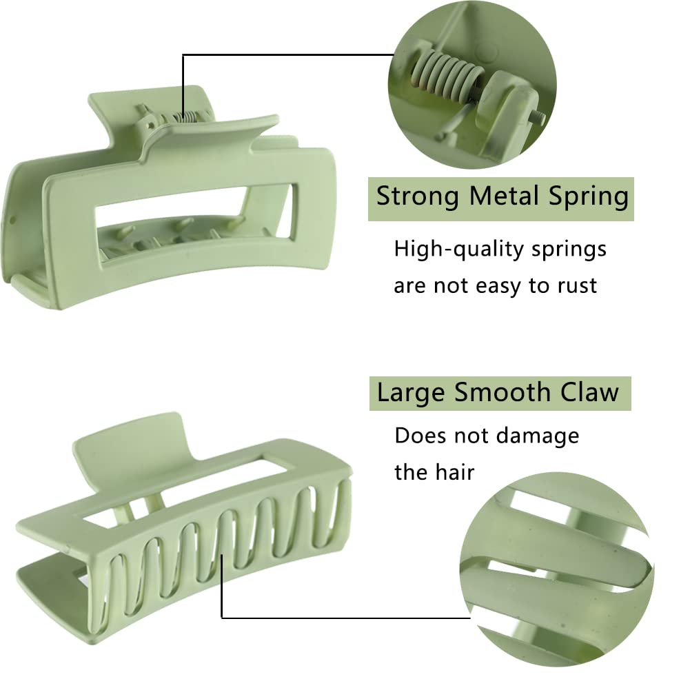 10 Pcs Large Claw Clips for Thick Hair - Strong Hold Square Jaw Hair Clips, Non-Slip Big Rectangle Hair Clips for Women & Girls - Perfect for Updos, Ponytails & Everyday Hairstyles
