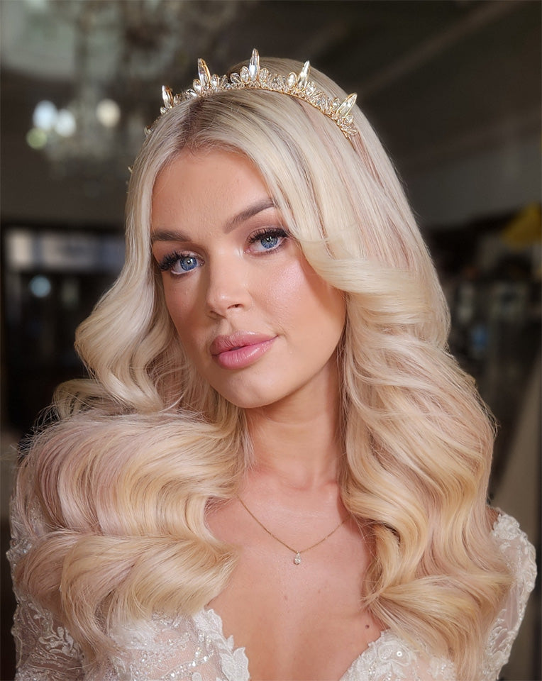 Elegant Wedding Crown with Fine Raindrop Crystals - Loni Crown by Kezani | Perfect for Bridal Accessories, Prom, Pageants & Special Occasions