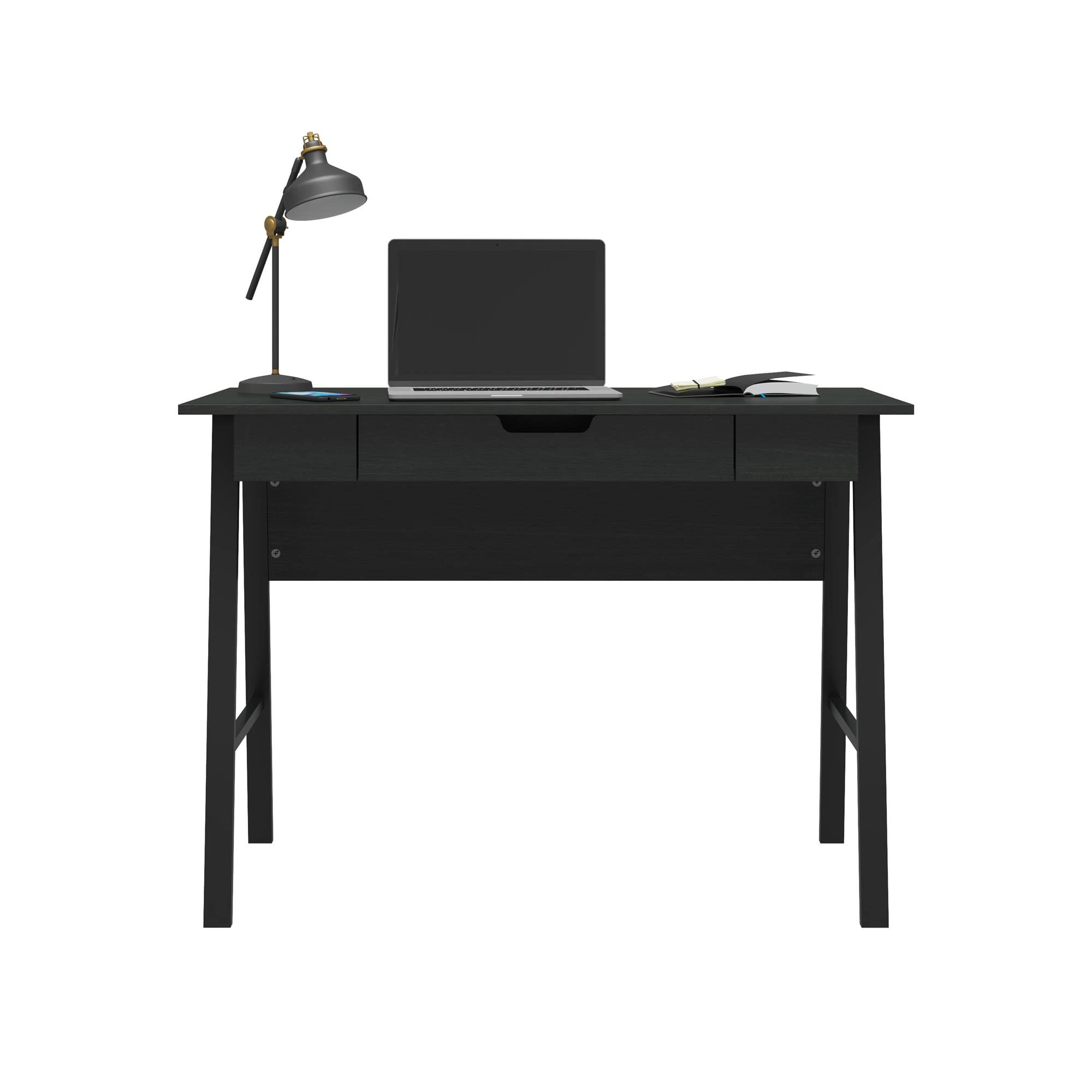 Ameriwood Home Oxford Computer Desk - Black Oak Finish, Modern Writing Desk for Home Office, Study & Workspace