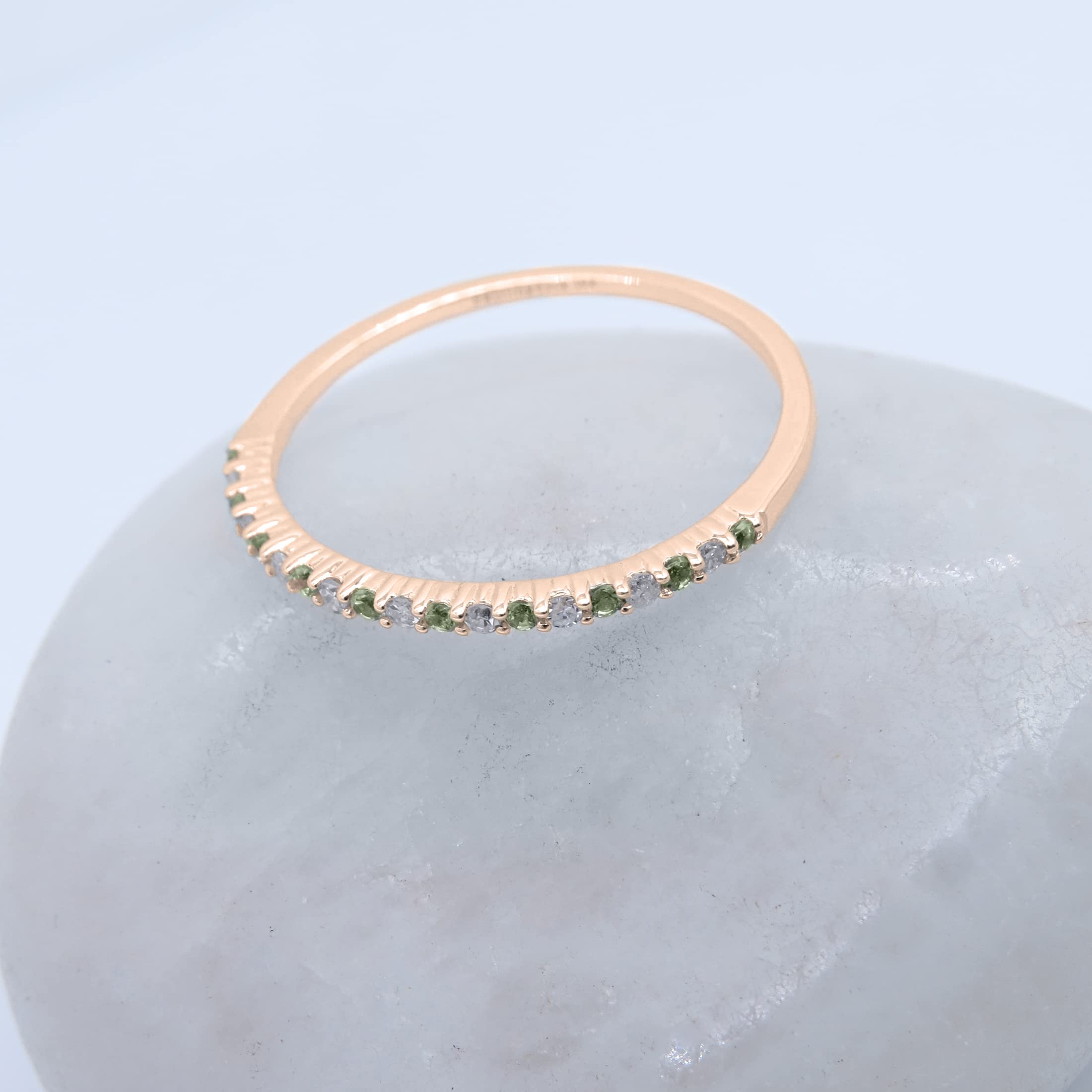 Dazzlingrock Women's Solid Gold Round Peridot & Diamond Stackable Wedding Band Ring - Elegant Bridal Jewelry for Engagement, Anniversary & Special Occasions