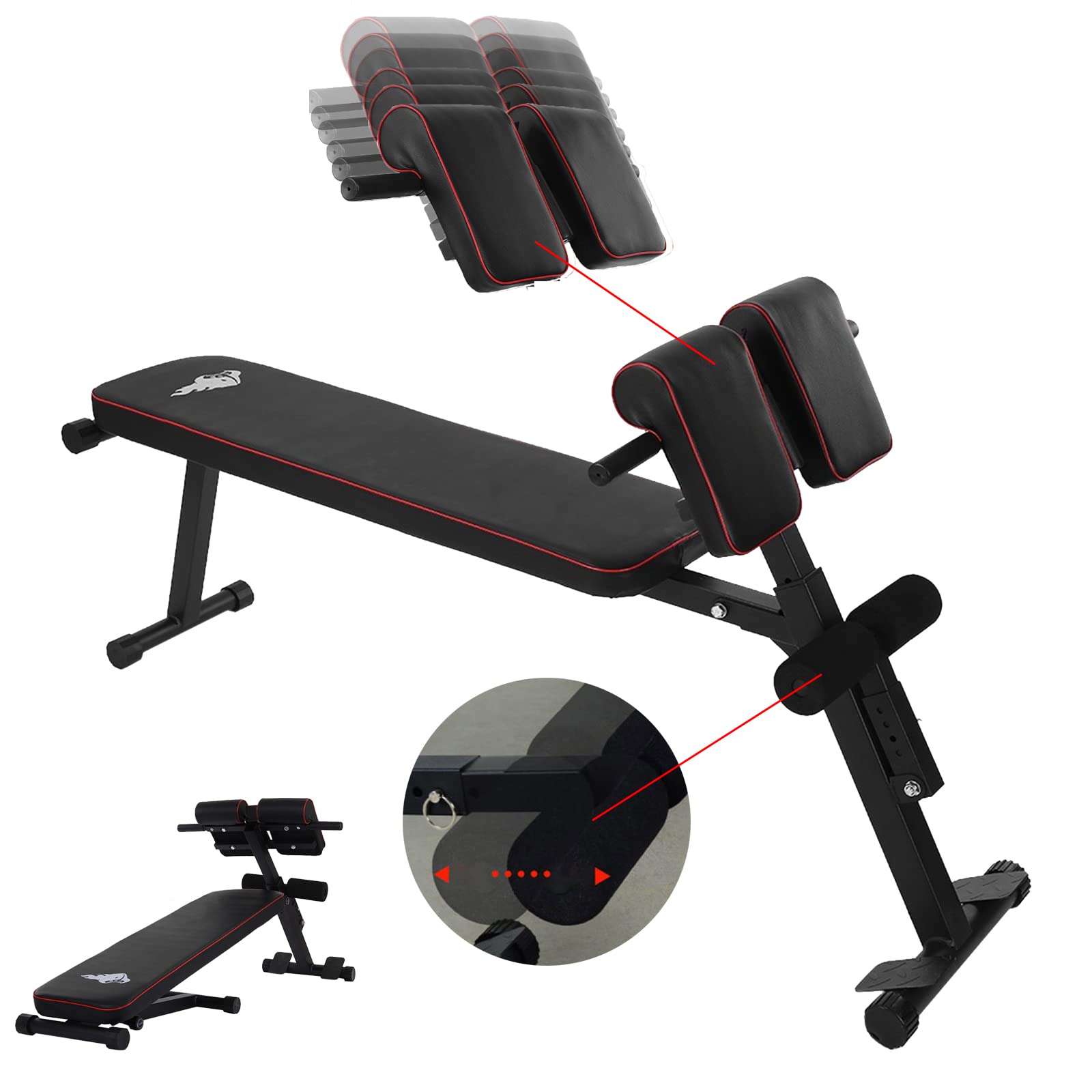 Compact Foldable Weight Bench for Home Gym - 600lbs Capacity, 45.3''L x 9.8''W x 18.5''H - Perfect for Strength Training, Ab Workouts & Sit-Ups - Space-Saving Design for Small Apartments & Home Fitness