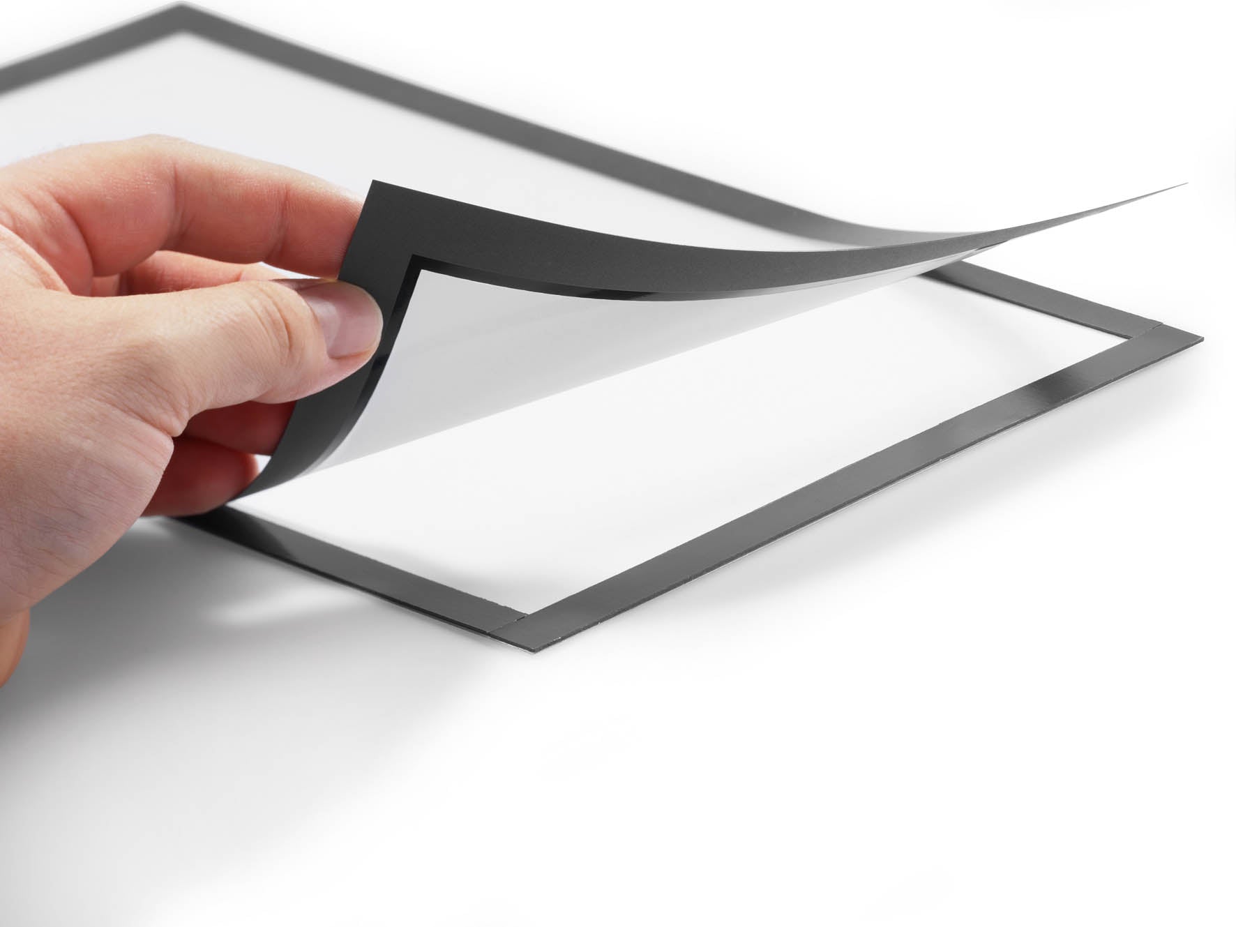 DuraFrame A4 Self-Adhesive Poster Sign Holder - 2 Pack Black | Perfect for Office Displays, Retail Signage & Trade Show Exhibits