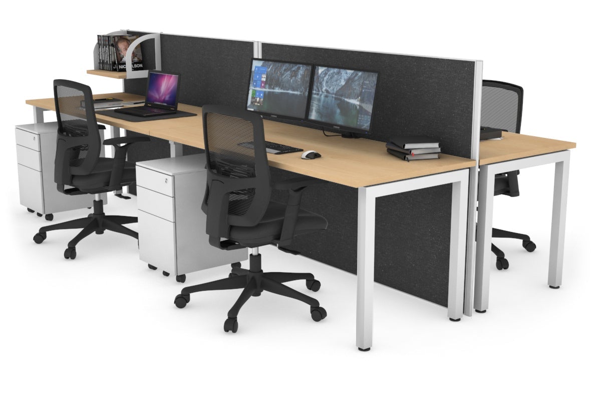 Horizon Quadro 4-Person Office Workstation Bench with Square Legs - 1400L x 700W Dimensions - Perfect for Collaborative Workspaces, Conference Rooms & Open Office Layouts