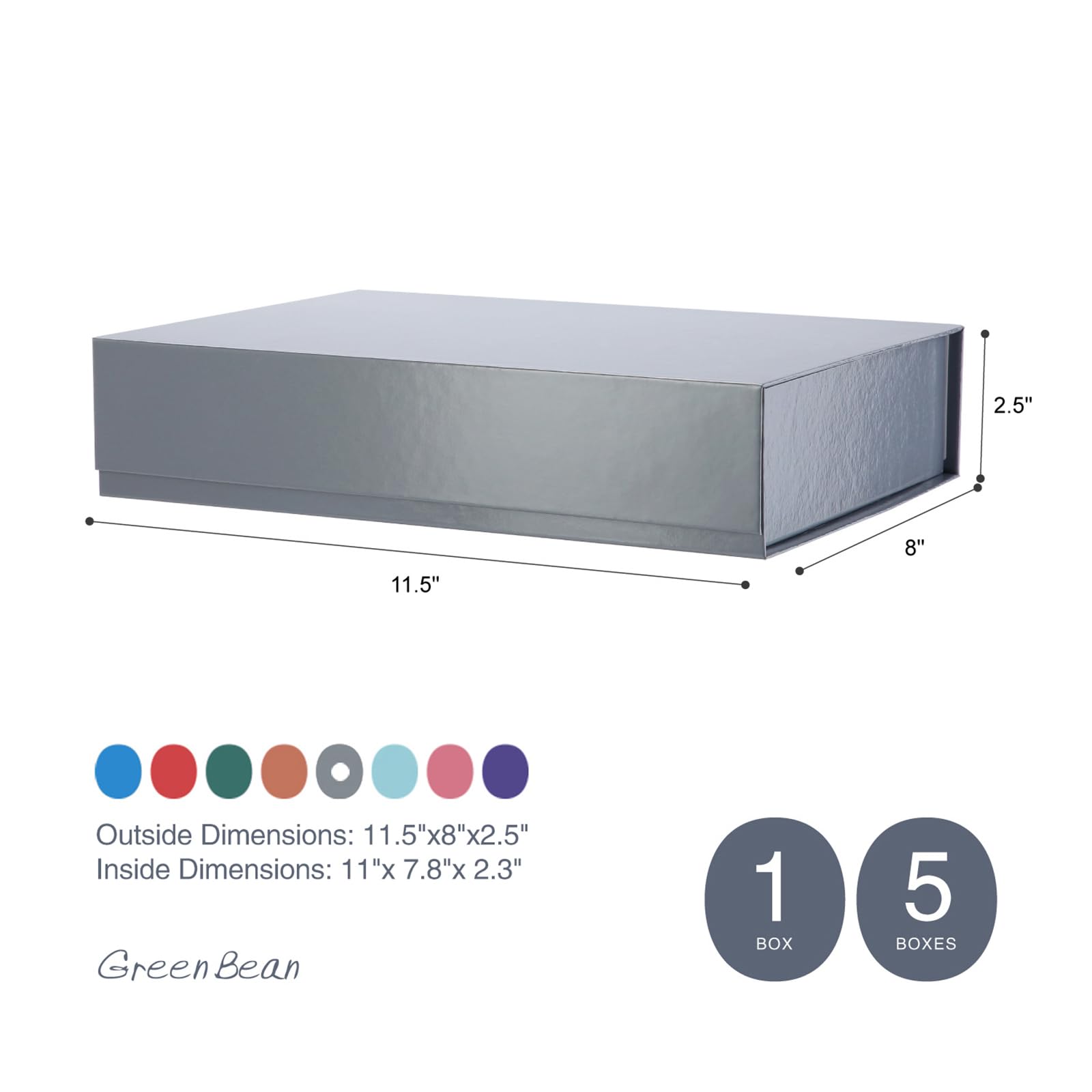 Premium Grey Magnetic Closure Gift Box 11x7.8x2.3 Inches - Elegant Glossy Metallic Finish with Polka Dot Lining - Perfect for Shirts, Jewelry & Luxury Gifts - Wedding, Birthday & Corporate Present Packaging
