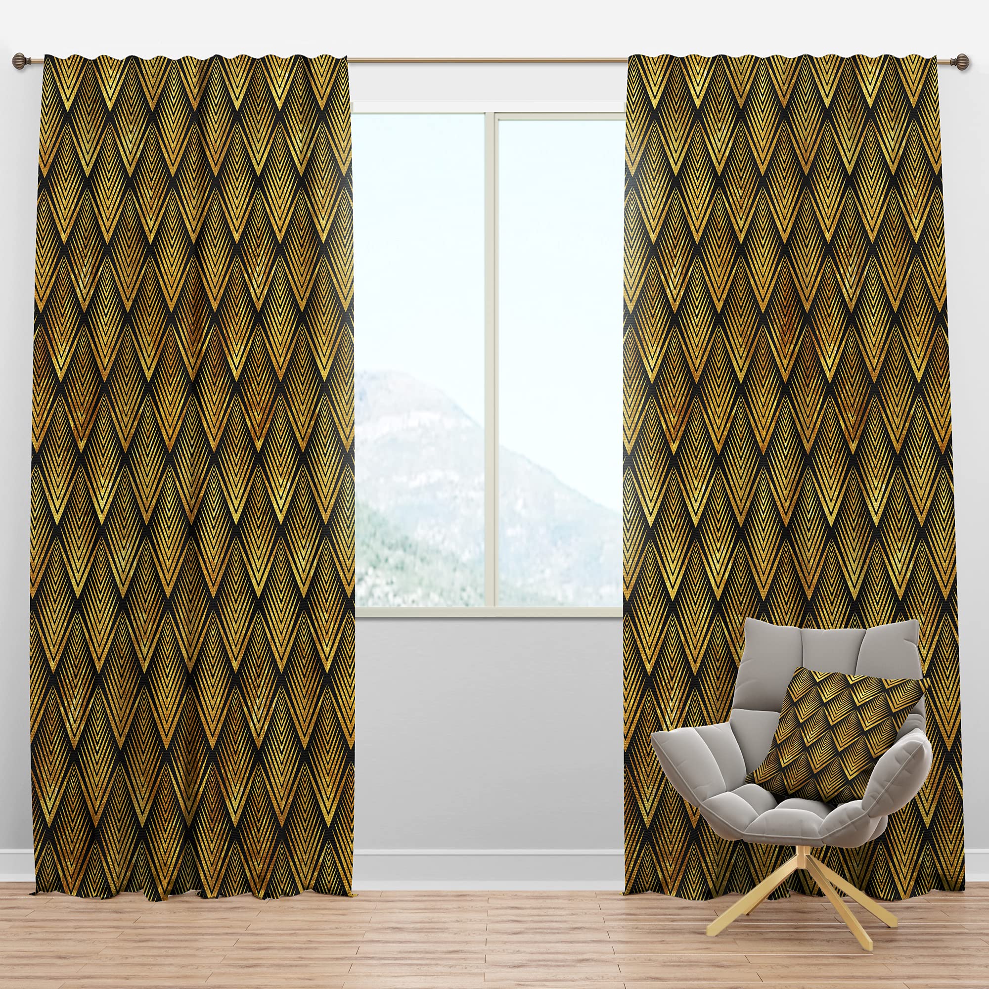 DesignQ Blackout Curtains - Thermal Insulated Art Deco Seal Pattern Window Drapes for Bedroom & Living Room (52x120, Single Panel) - Perfect for Light Blocking, Privacy & Temperature Control