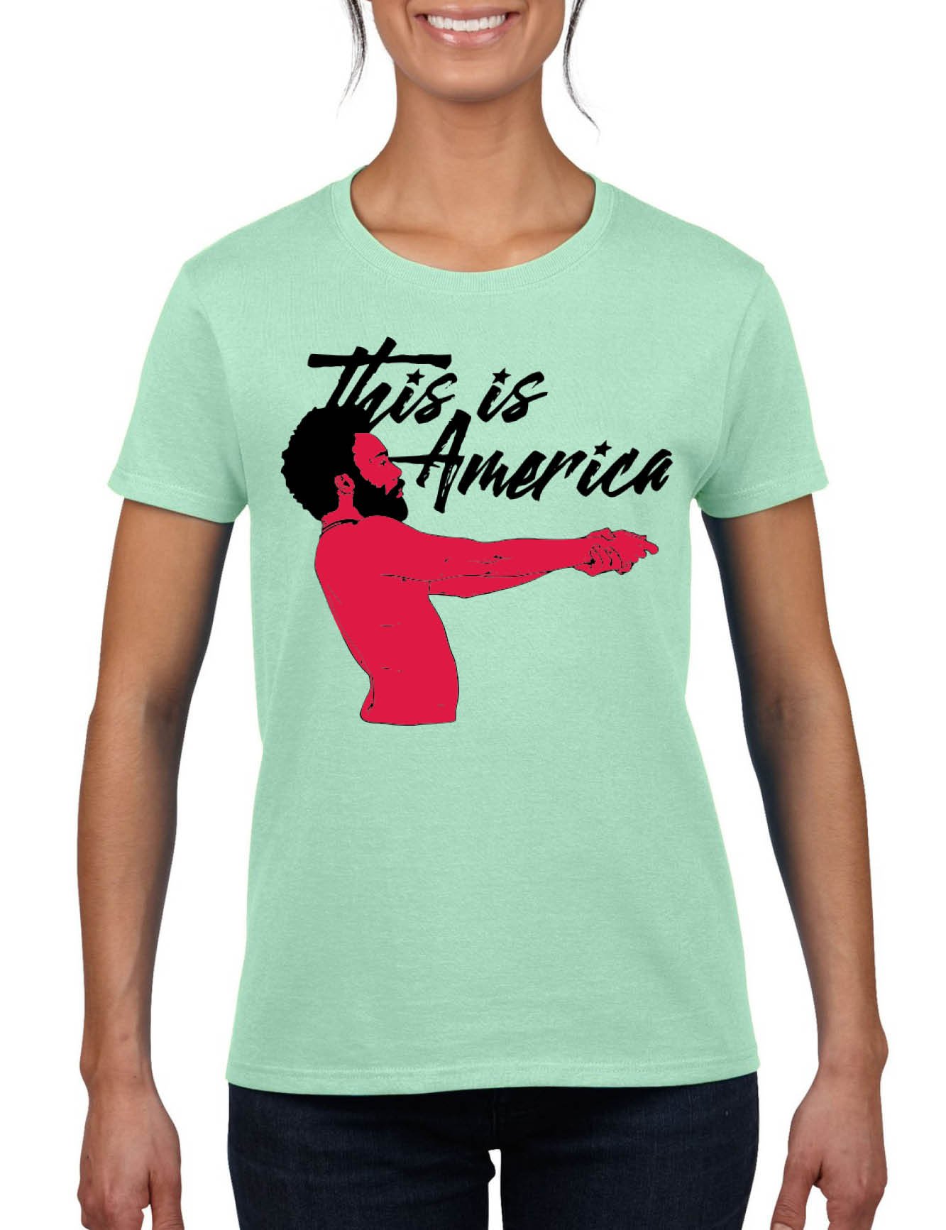 ALLNTRENDS Women's This is America Graphic T-Shirt - Trendy Cool Casual Tee for Women - Perfect Gift for Patriotic Fashion & Everyday Wear