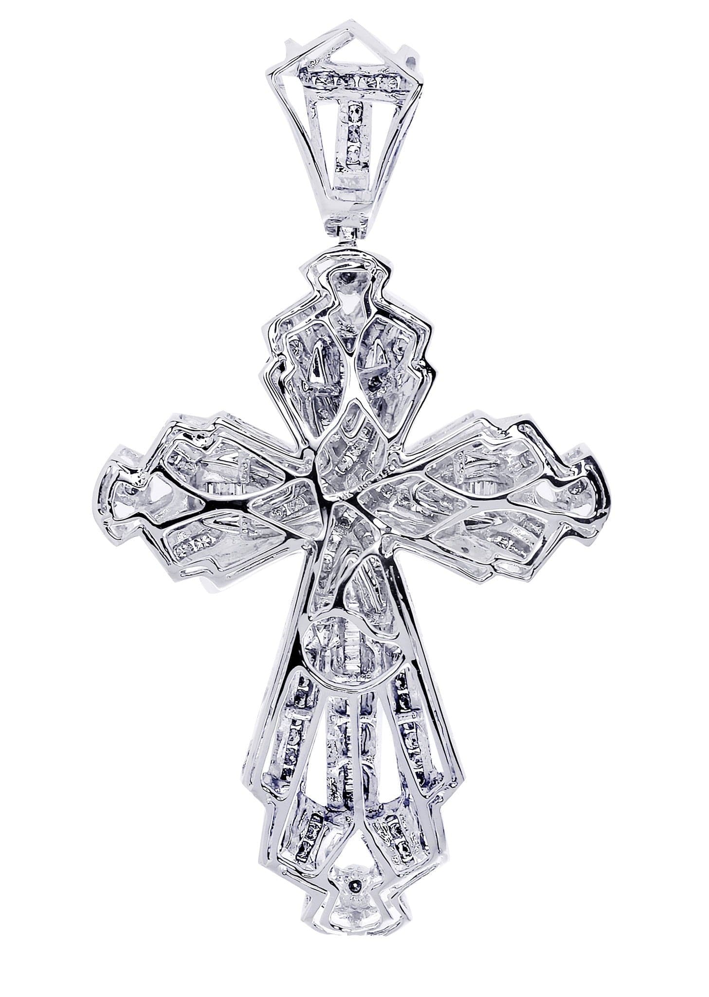 1.23 Carat Diamond Cross Pendant Necklace - 20.4 Grams Solid Gold Religious Jewelry for Women & Men - Perfect for Baptism, First Communion & Gifts