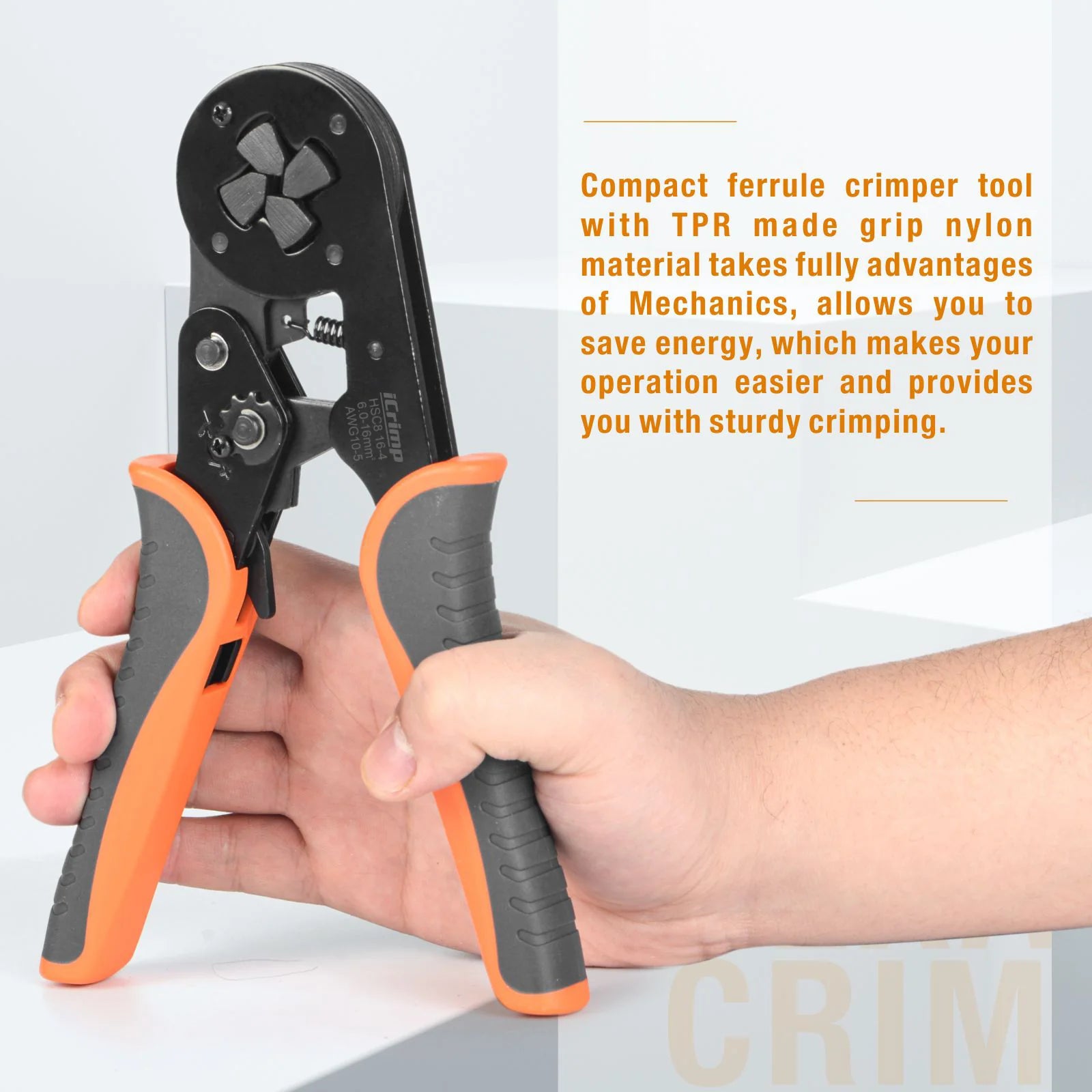HSC8 16 4 Square Self-Adjusting Ferrule Crimper Tool for AWG10-5 Bootlace Ferrules - Perfect for Electrical Wiring, DIY Projects, and Professional Installations