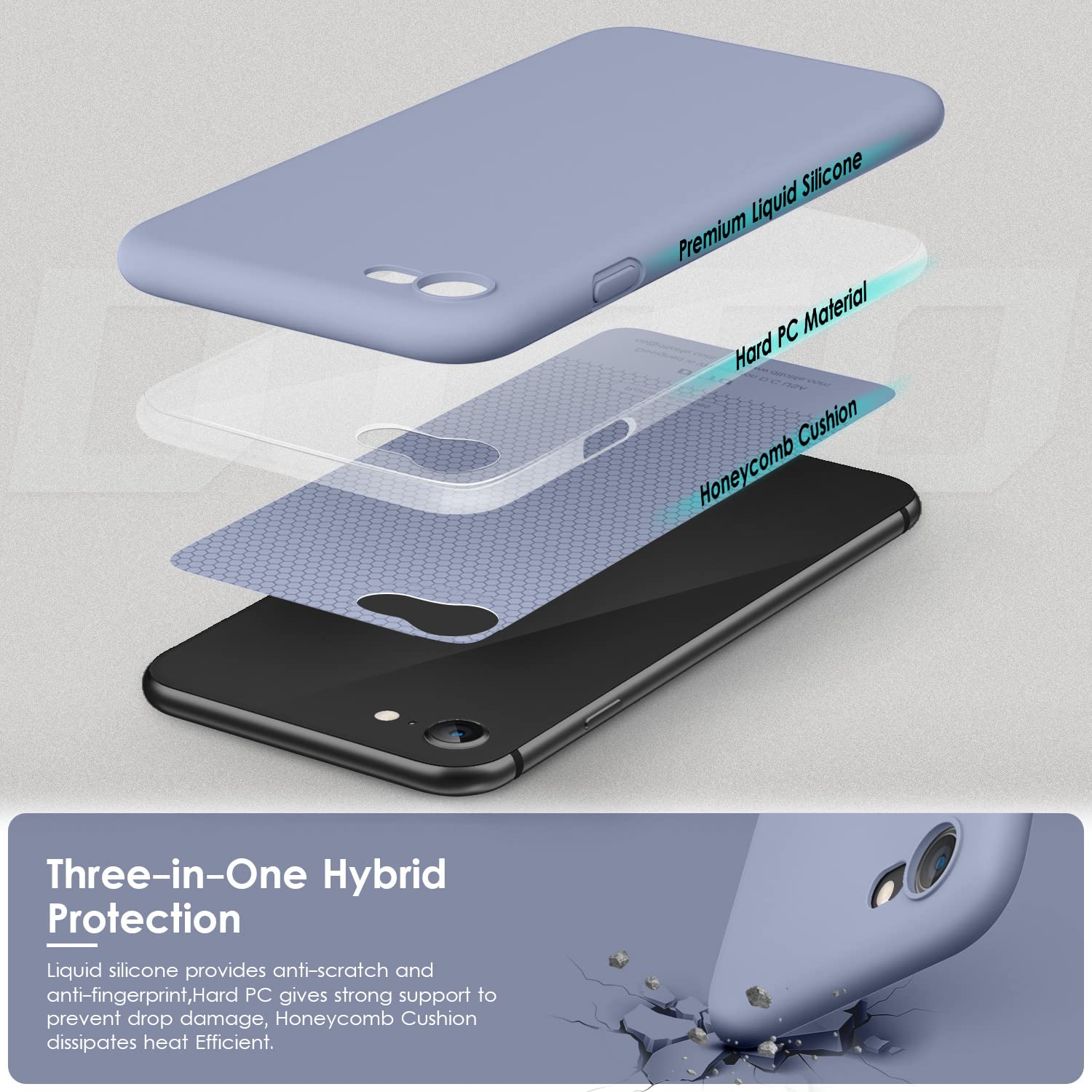 VIKESI Liquid Silicone Phone Case for iPhone SE 2022/2020, iPhone 8 & iPhone 7 (4.7 Inch) - Ultra Soft Protective Cover with Premium Grip for Women, Men & Teens - Blue Purple - Perfect for Daily Use, Work & Travel