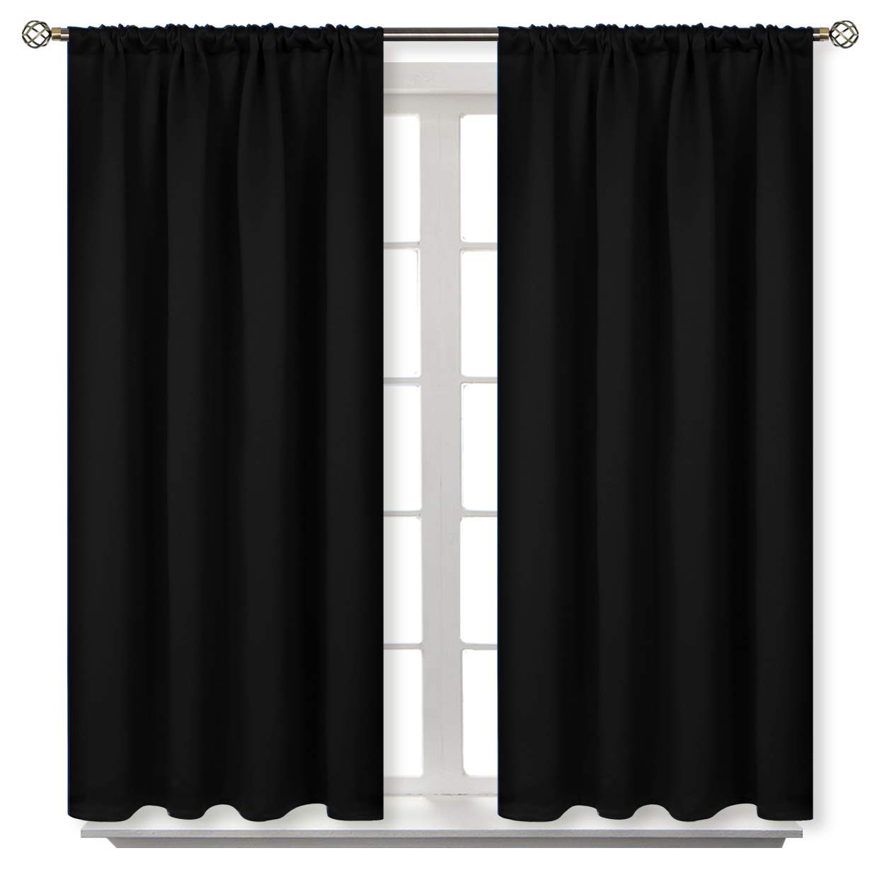 Archu Thermal Insulated Blackout Curtains - 60x45 Inch Rod Pocket Polyester Drapes for Door & Windows, Noise Reducing & Privacy Protection - Perfect for Bedroom, Living Room & Office (1 Panel)