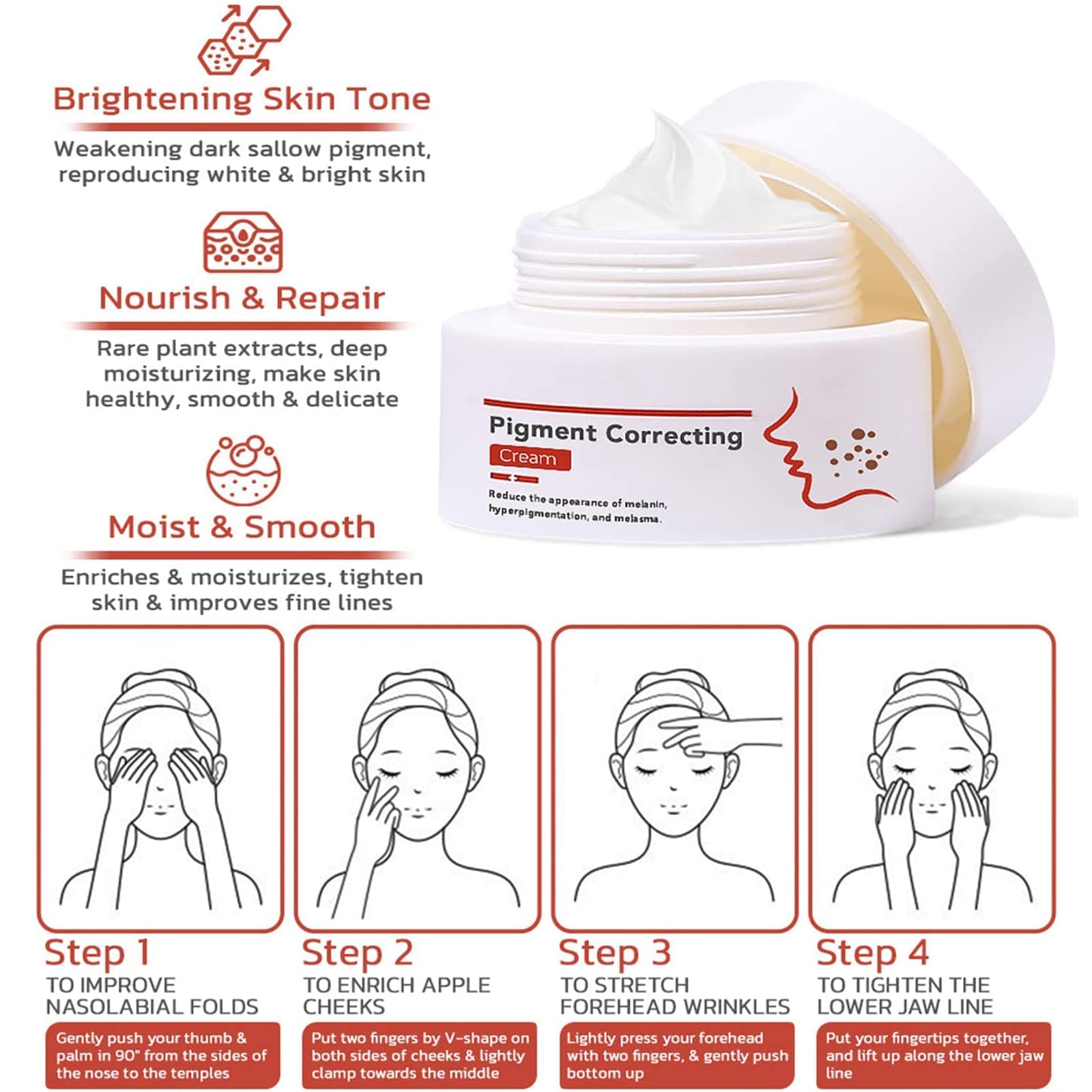 2023 New Pigment Correcting & Brightening Face Cream - Whitening Moisturizer with Melanin Correcting Serum (2 Pack) for Dark Spots & Uneven Skin Tone | Day & Night Use for Radiant Glow