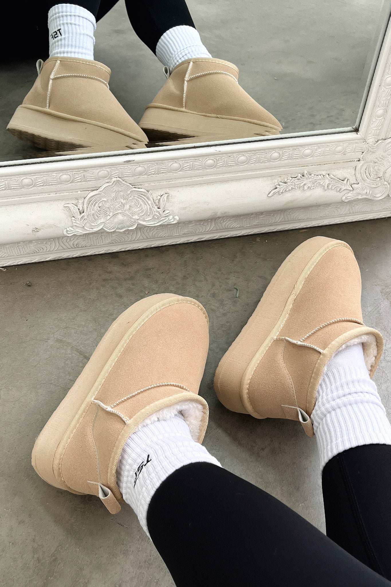 Eesha Women's Platform Boots Sand - Stylish Chunky Heel Ankle Boots for Fall & Winter | Comfortable & Fashionable for Casual Outfits, Parties & Work