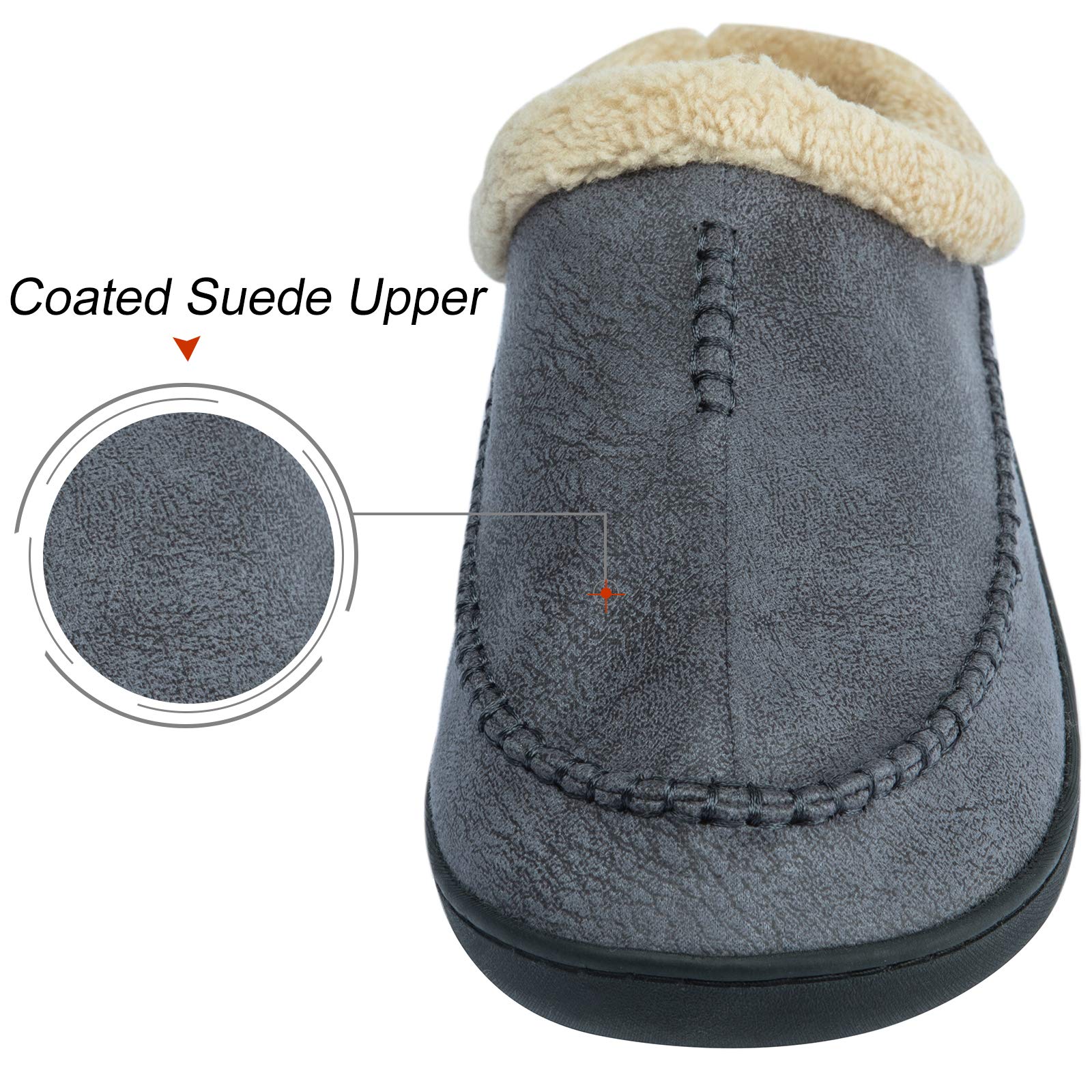 WOTTE Men's Moccasin Slippers - Soft Microsuede with Fuzzy Fleece Lining & Memory Foam Insole - Comfortable House Shoes for Indoor/Outdoor Wear - Perfect for Lounging, Running Errands and Cold Weather