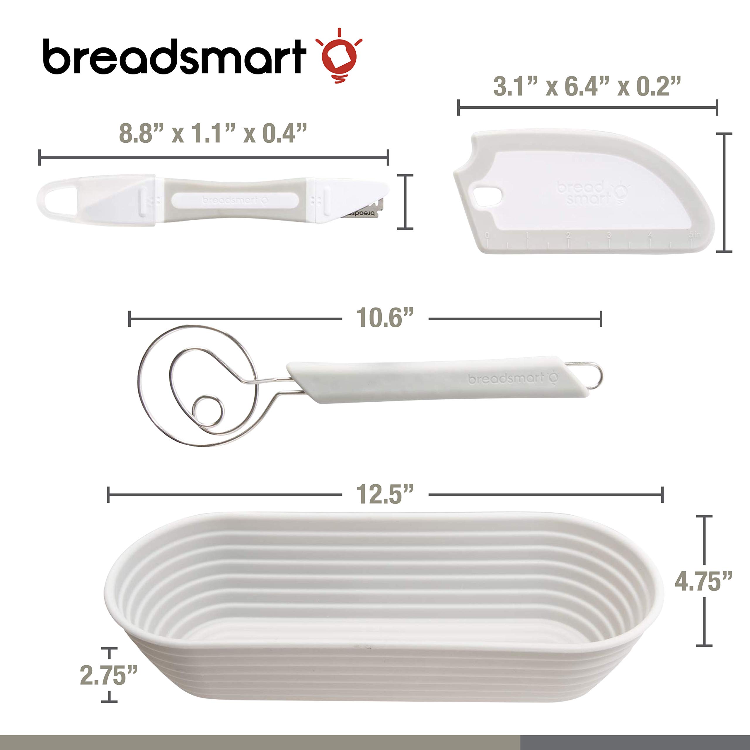 Artisan Sourdough Bread Making Kit - 5 Piece Baking Supplies Set with Lame, Dough Scraper, Whisk, Banneton Proofing Basket & Cotton Liner - Perfect for Home Bakers & Beginners (Bread Baking, Gift Idea)