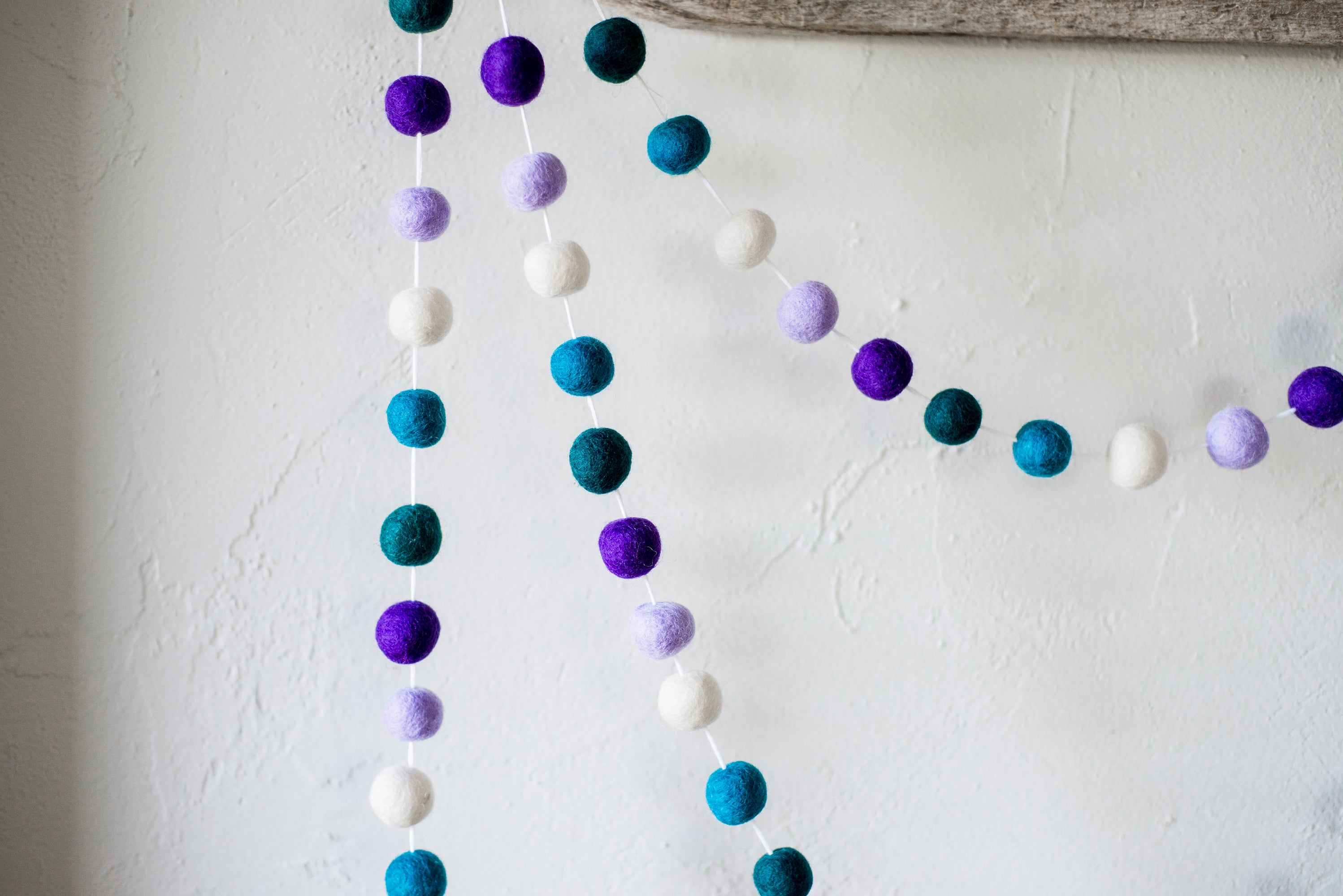 Vibrant Purple & Blue Felt Ball Garland - Handmade Wool Decoration for Nursery, Wedding, Party & Home Decor - Perfect for Baby Showers, Christmas Tree, Wall & Mantel Decorations