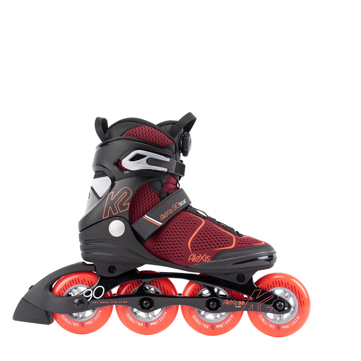 K2 Alexis 90 BOA Ski Boots for Women - Burgundy/Orange - Comfortable & Adjustable Fit - Perfect for Alpine Skiing & Snowboarding Adventures