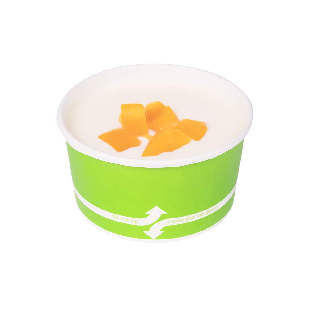 6oz (1000 Count) Green Paper Ice Cream Cups - Disposable Hot & Cold Food Containers for Ice Cream, Gelato, Yogurt, Snacks - Perfect for Parties, Dessert Shops, and Catering Events