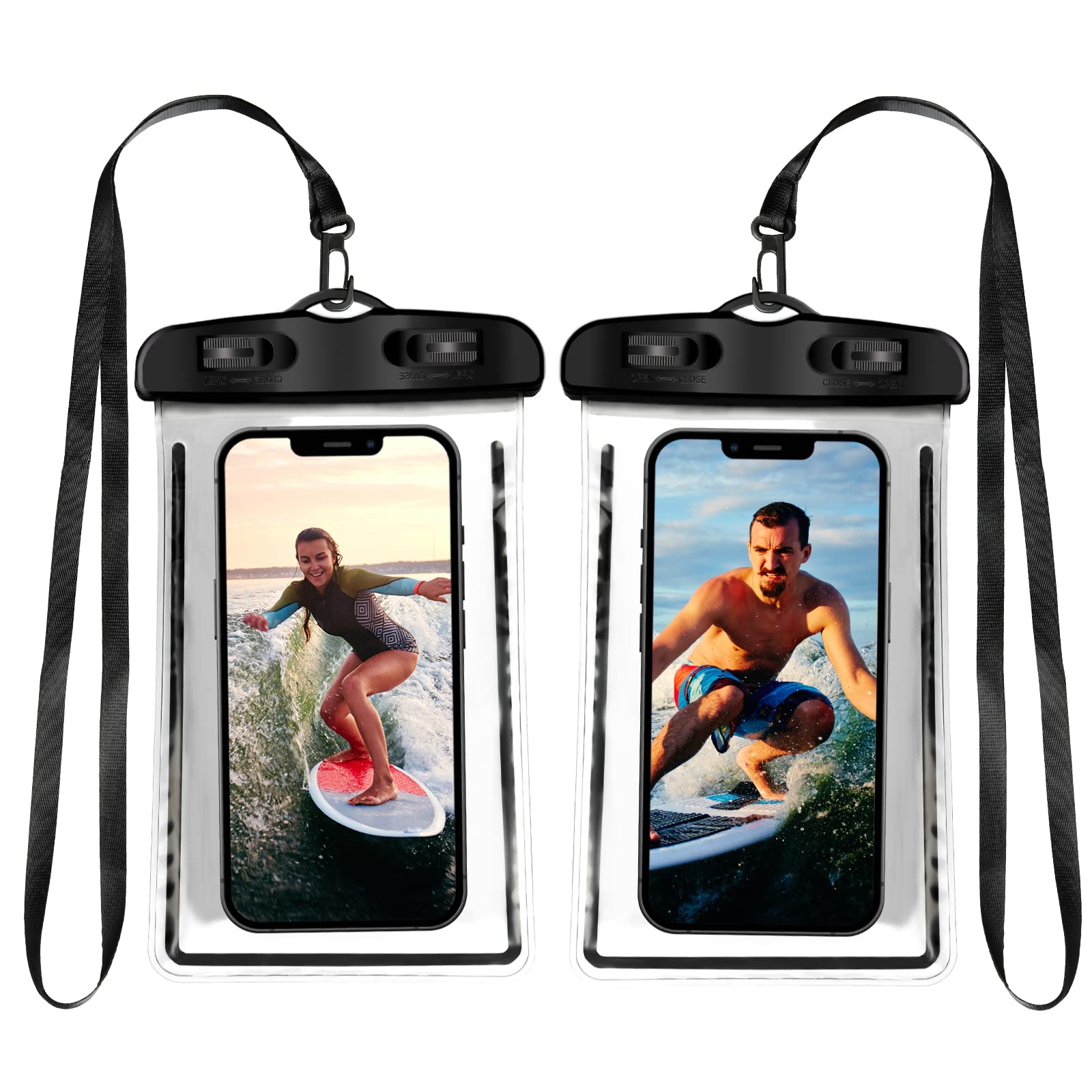 YSSOA 2-Pack Waterproof Phone Case for iPhone 16/15/14/13/12/11 Pro Max/Mini/XS/XR/8/7/6S & Samsung Galaxy S21/S20/S10 - Universal Up to 7