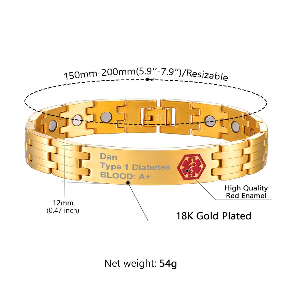 Supcare Customizable Medical Alert Bracelets for Women & Men - Engravable Emergency ID Bracelet with Free Medical Card (Gift Wrapped) | Ideal for Seniors, Diabetics, Allergy Sufferers & Emergency Situations