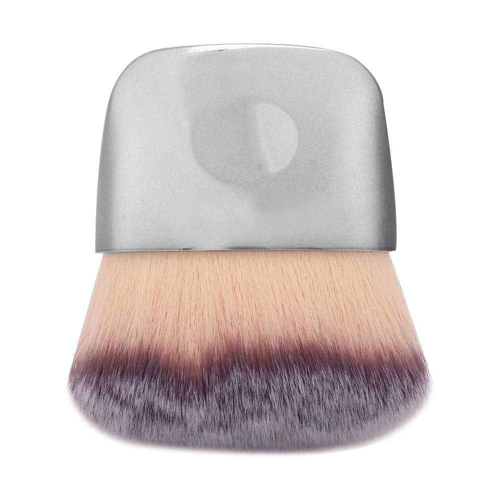 Premium Dual-Ended Makeup Brush - Soft Bristles for Loose Powder & Blush - Perfect for Liquid, Cream & Powder Cosmetics - Professional Beauty Tool for Flawless Blending (Silver) - Ideal for Everyday Makeup & Travel Touch-Ups