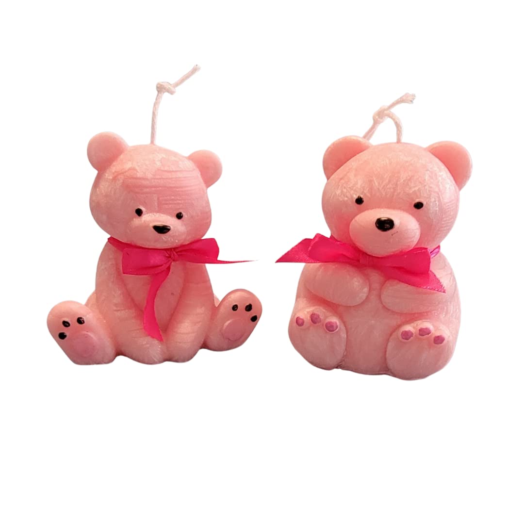 Teddy Bear Candles Set of 2 - Blue Scented Soy Wax Candles for Home Decor, Birthday Gifts & Romantic Ambiance
